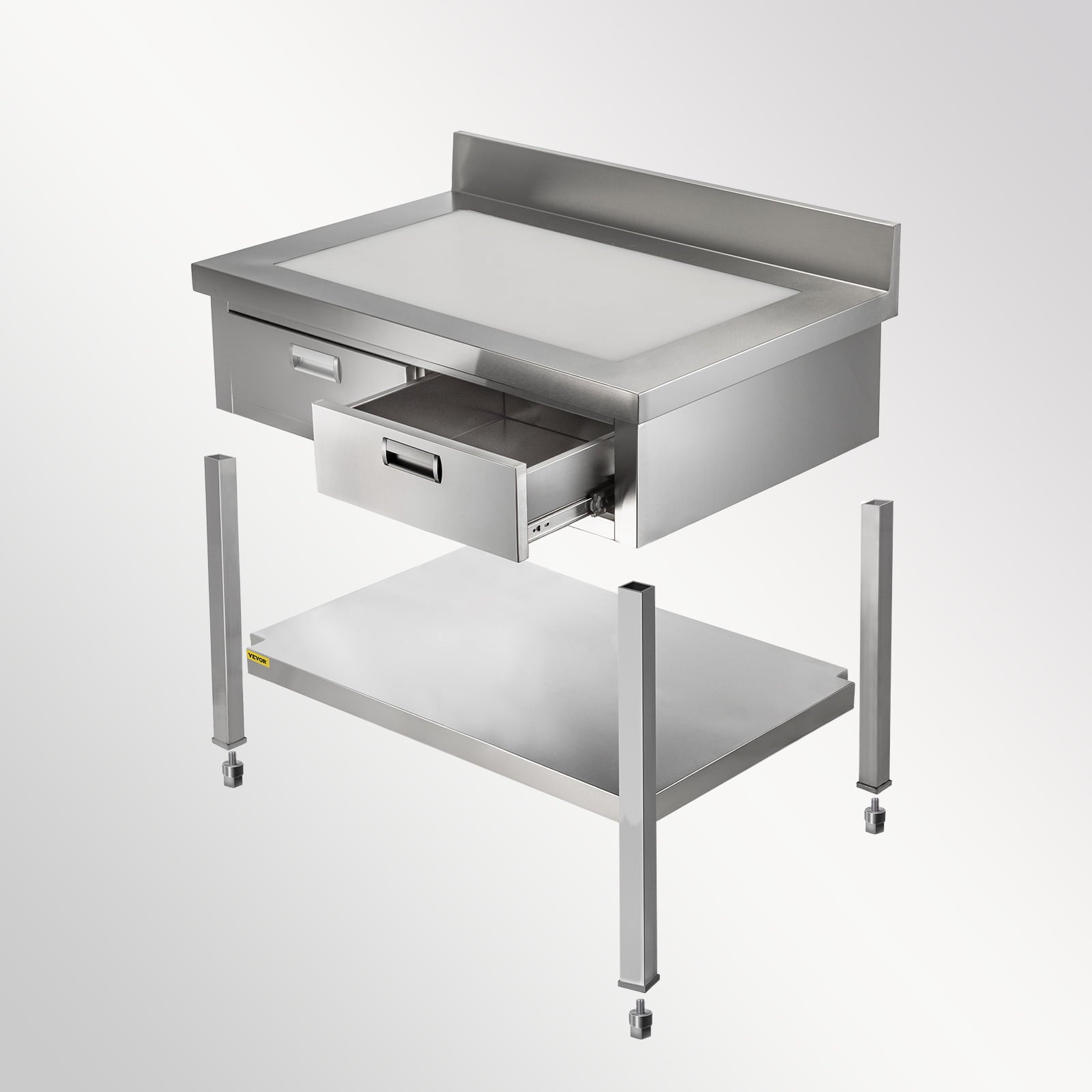 Commercial Work Table Workstation 24 x 42 Inches Commercial Food Prep Work Table with 2 Drawers. Undershelf and Backsplash. 992 lbs Load Stainless-Steel Kitchen Island for Restaurant. Home and Hotel