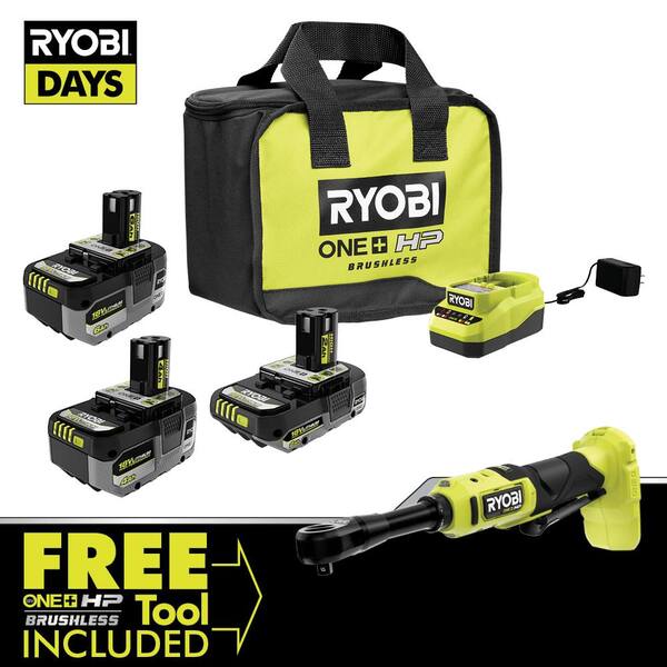 ONE+ 18V Lithium-Ion 2.0 Ah. 4.0 Ah. and 6.0 Ah HIGH PERFORMANCE Batteries & Charger Kit w/ HP Brushless Ratchet