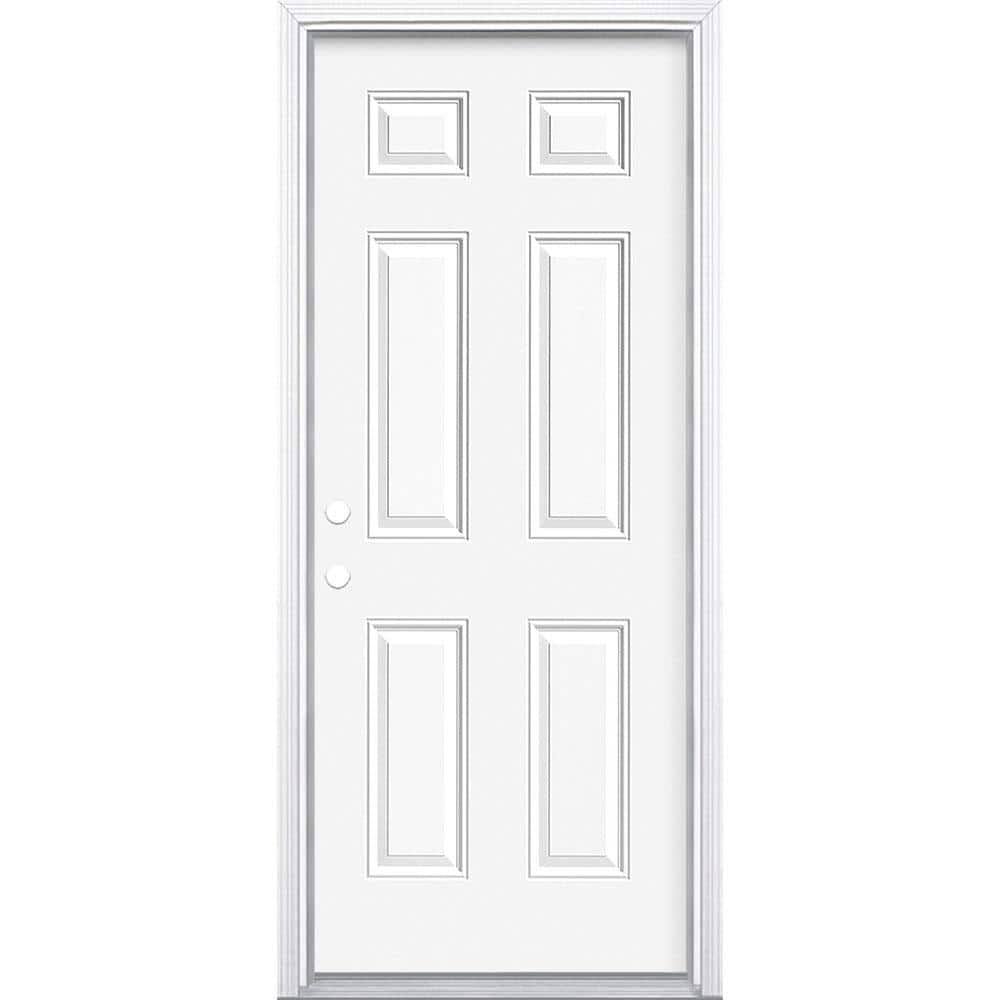 Masonite 32 in. x 80 in. Premium 6-Panel Right-Hand Inswing Primed Steel Prehun