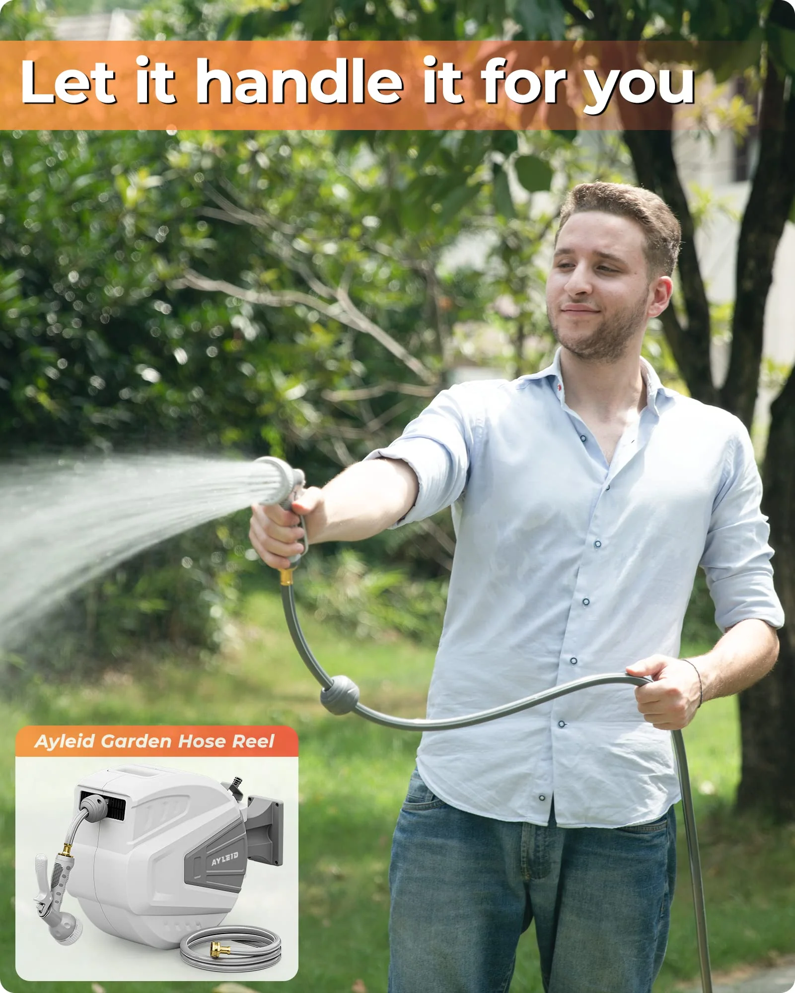 Ayleid 1/2 in x 100 ft Wall Mounted Garden Hose Reel