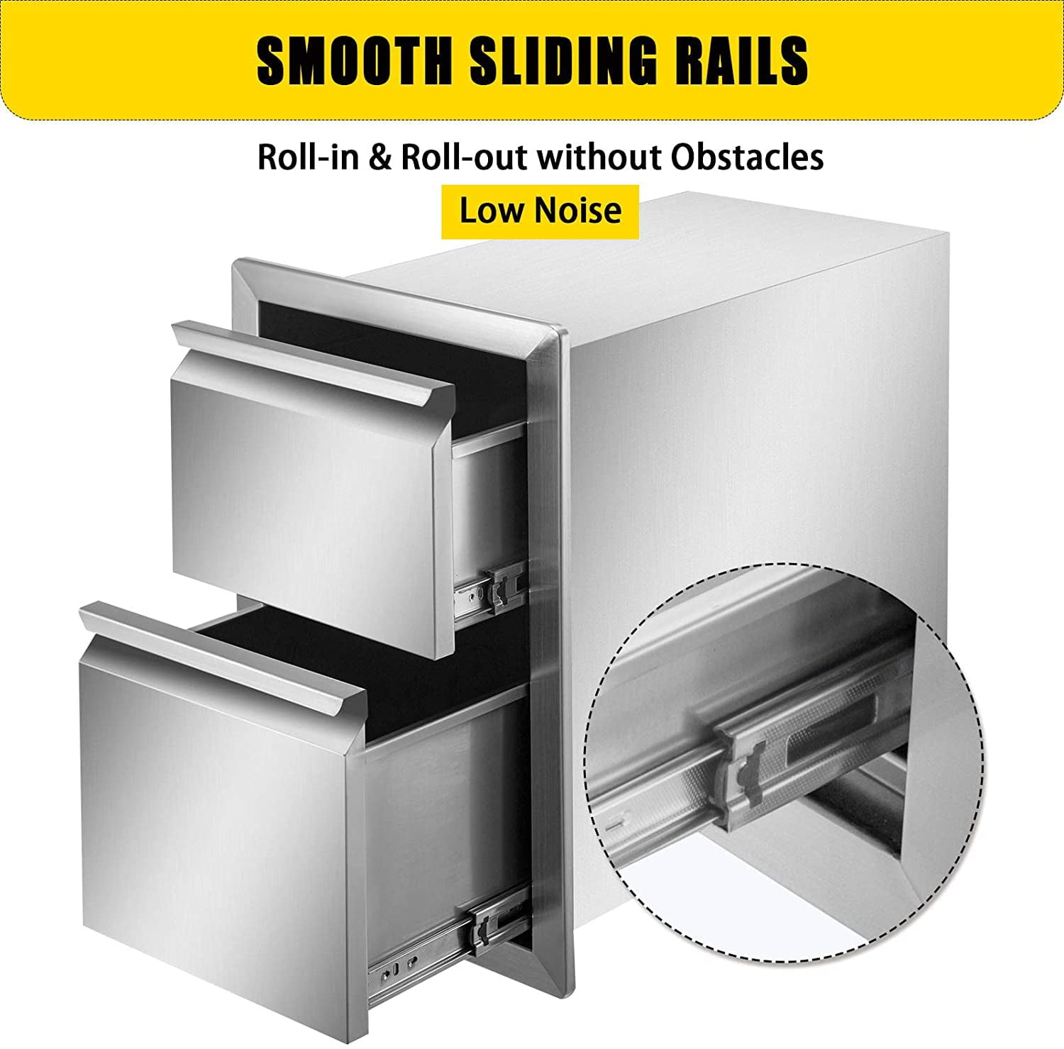 Outdoor Kitchen Door Drawer Combo 29.5 W x 21.6 H x 22.4D. Access Door/Triple Drawers with Propane Drawer and Adjustable Garbage Ring. Perfect for BBQ Island Patio Grill Station