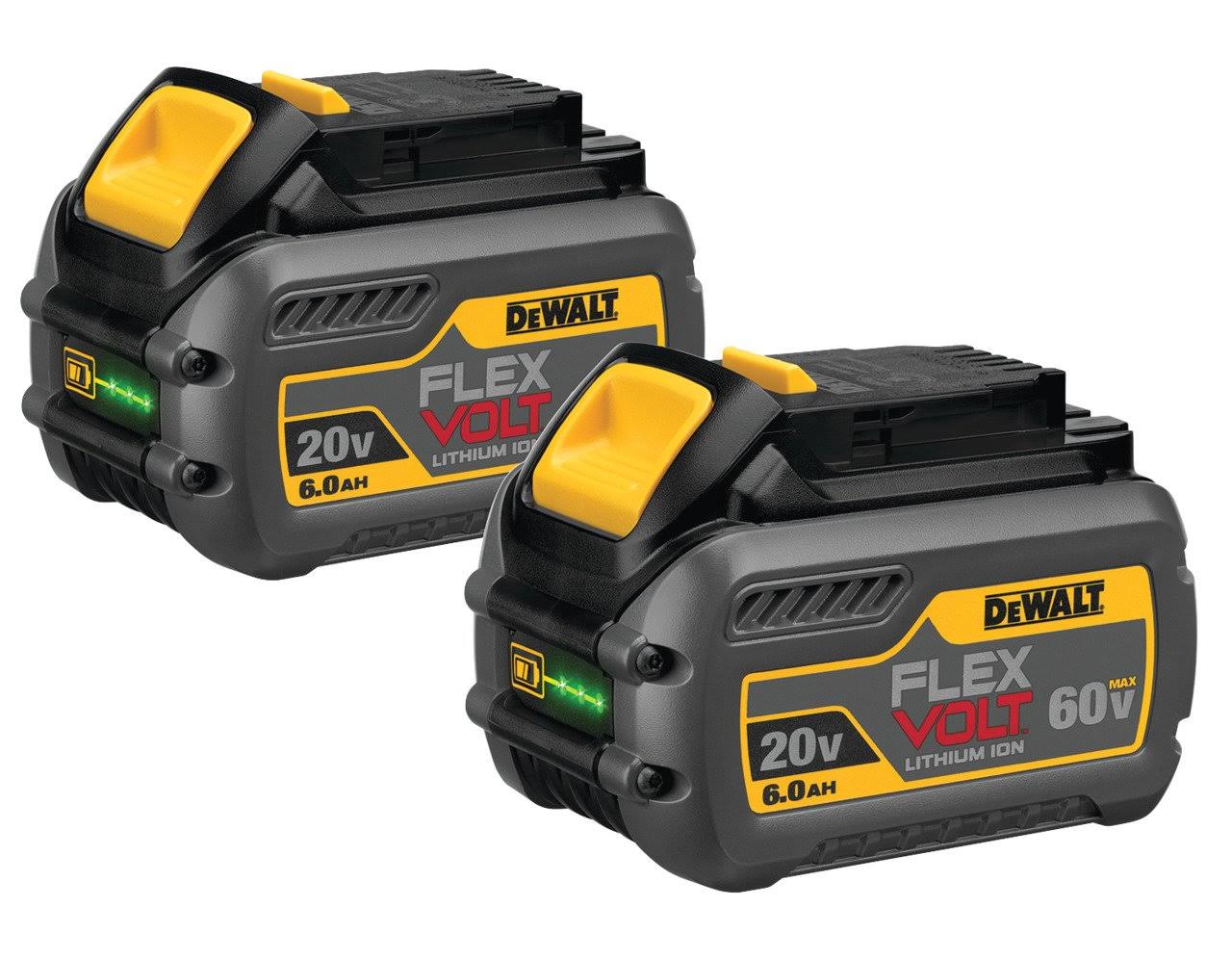 DeWalt 20v-60v Max FLEXVOLT DCB606-2 6 Ah Lithium-Ion Battery Combo Pack 2 PC