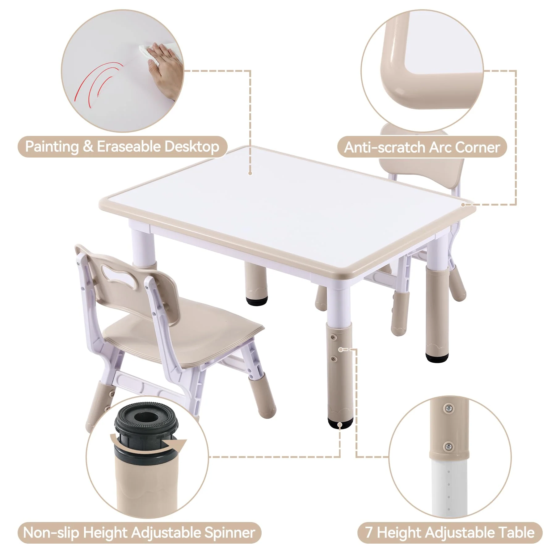DOREROOM Adjustable Toddler Table and Chair Set