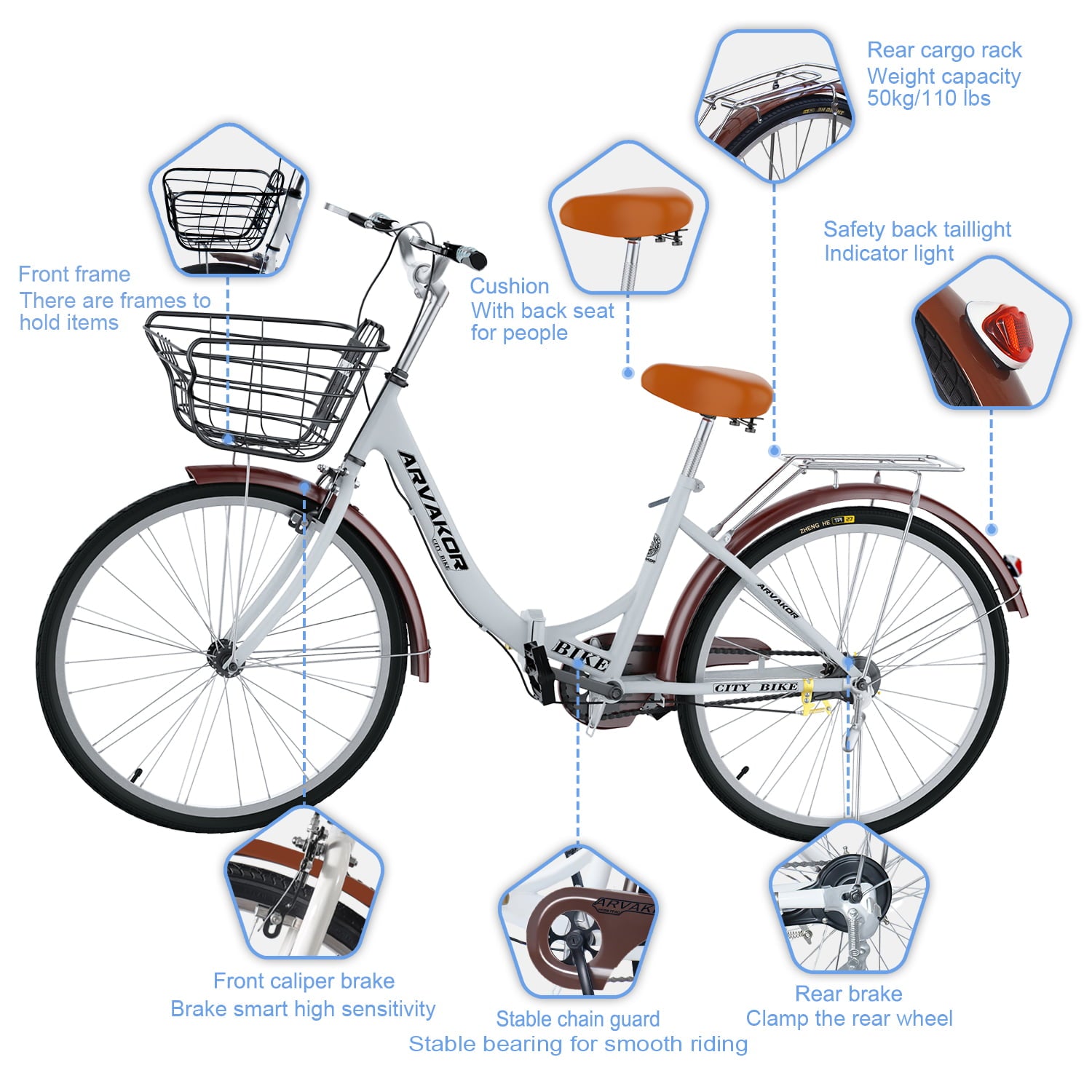 26 Inch Women Bike. Classic Bicycle Retro Bicycle. Cruiser Bike. White