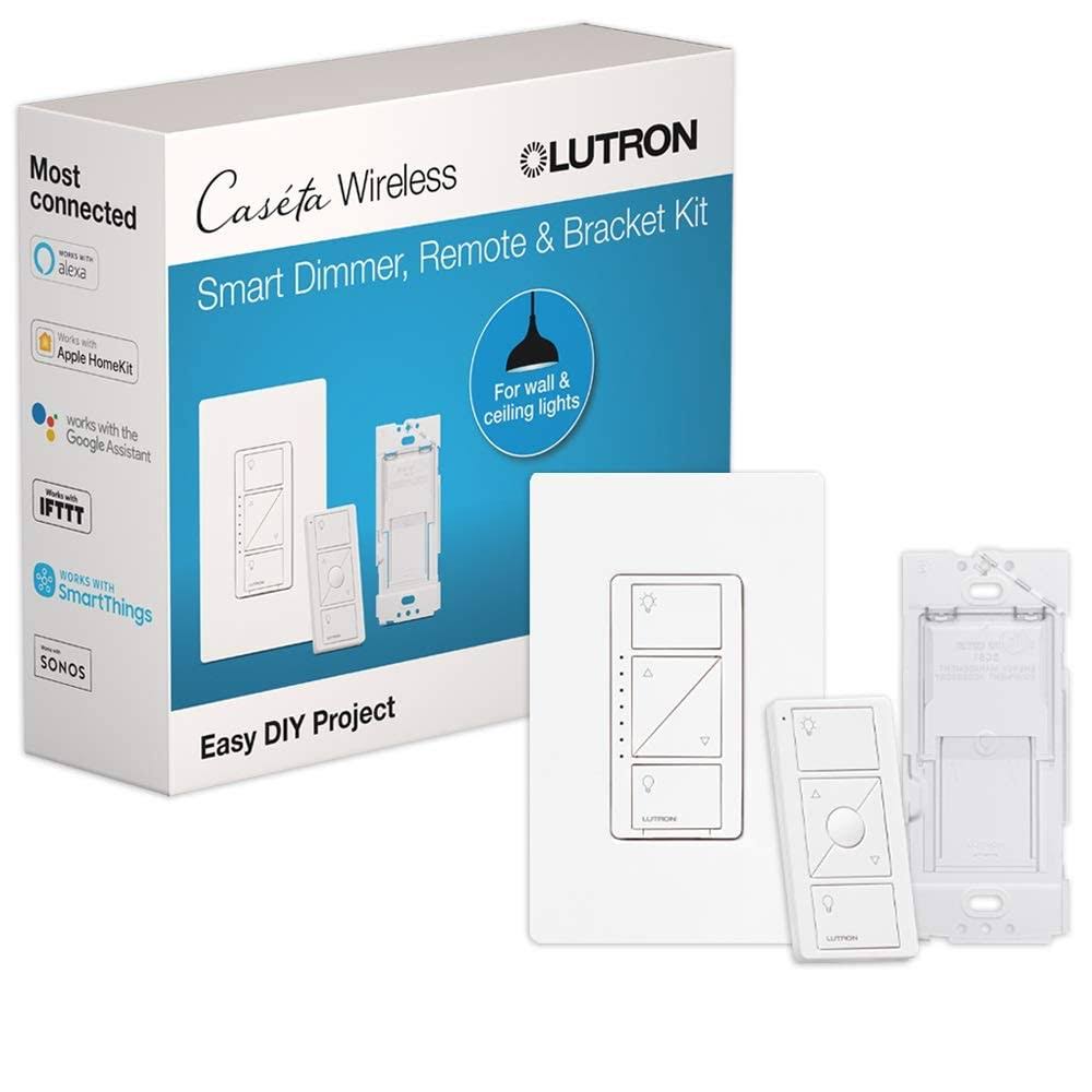 Lutron P-PKG1WB-WH Caseta - Wireless Smart Dimmer Switch and Remote Kit - White