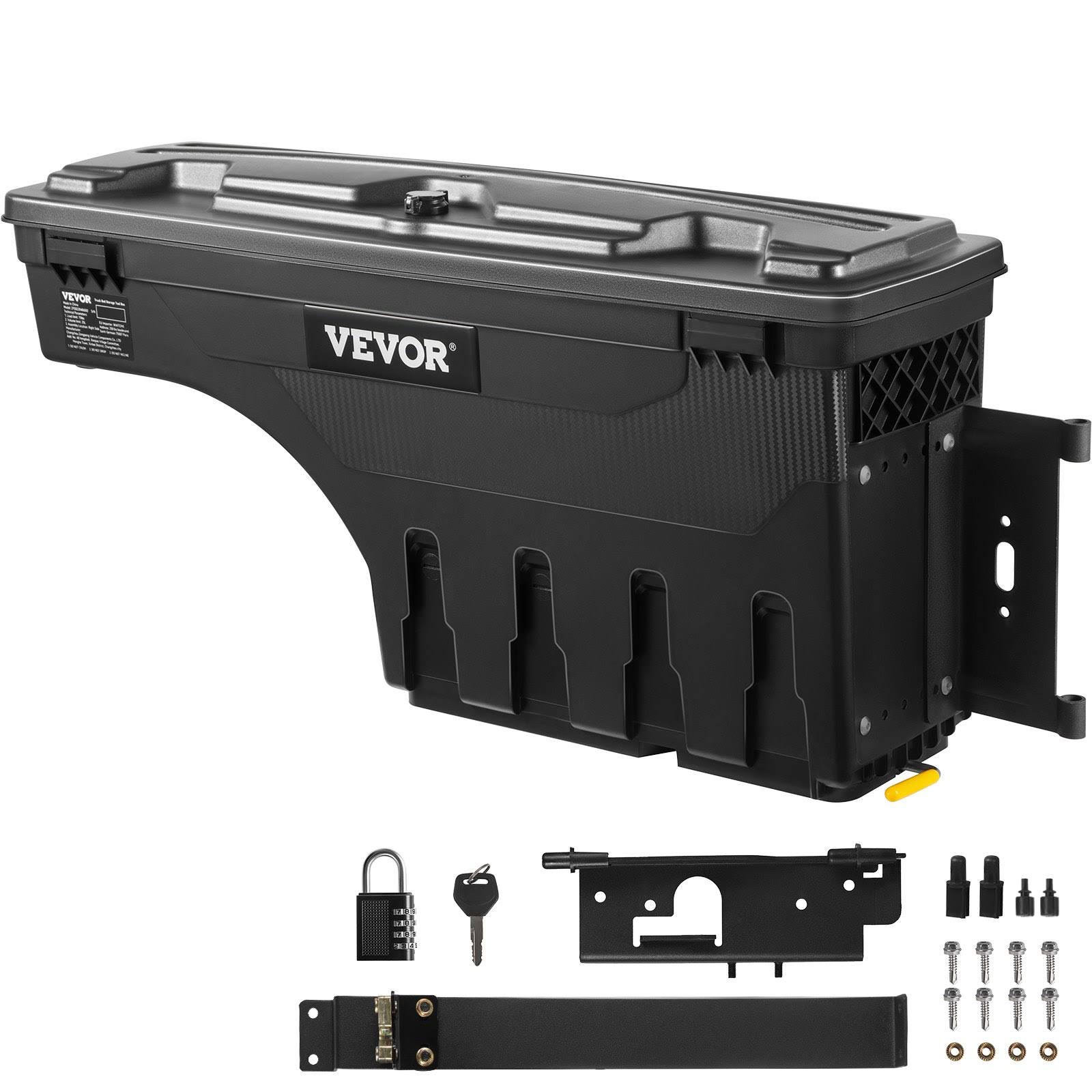 VEVOR Truck Bed Storage Box, Lockable Lid, Waterproof ABS Wheel Well Tool Box 6.6 Gal/20 L with Password Padlock, Compatible with Dodge Ram 1500