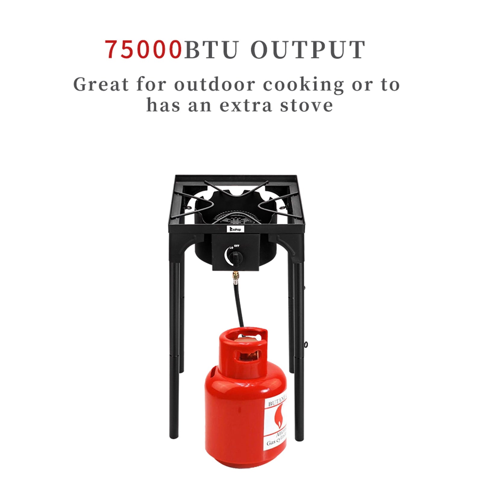 Outdoor Camp Stove High Pressure Propane Gas Cooker Portable Cast Iron Patio Cooking Single Burner