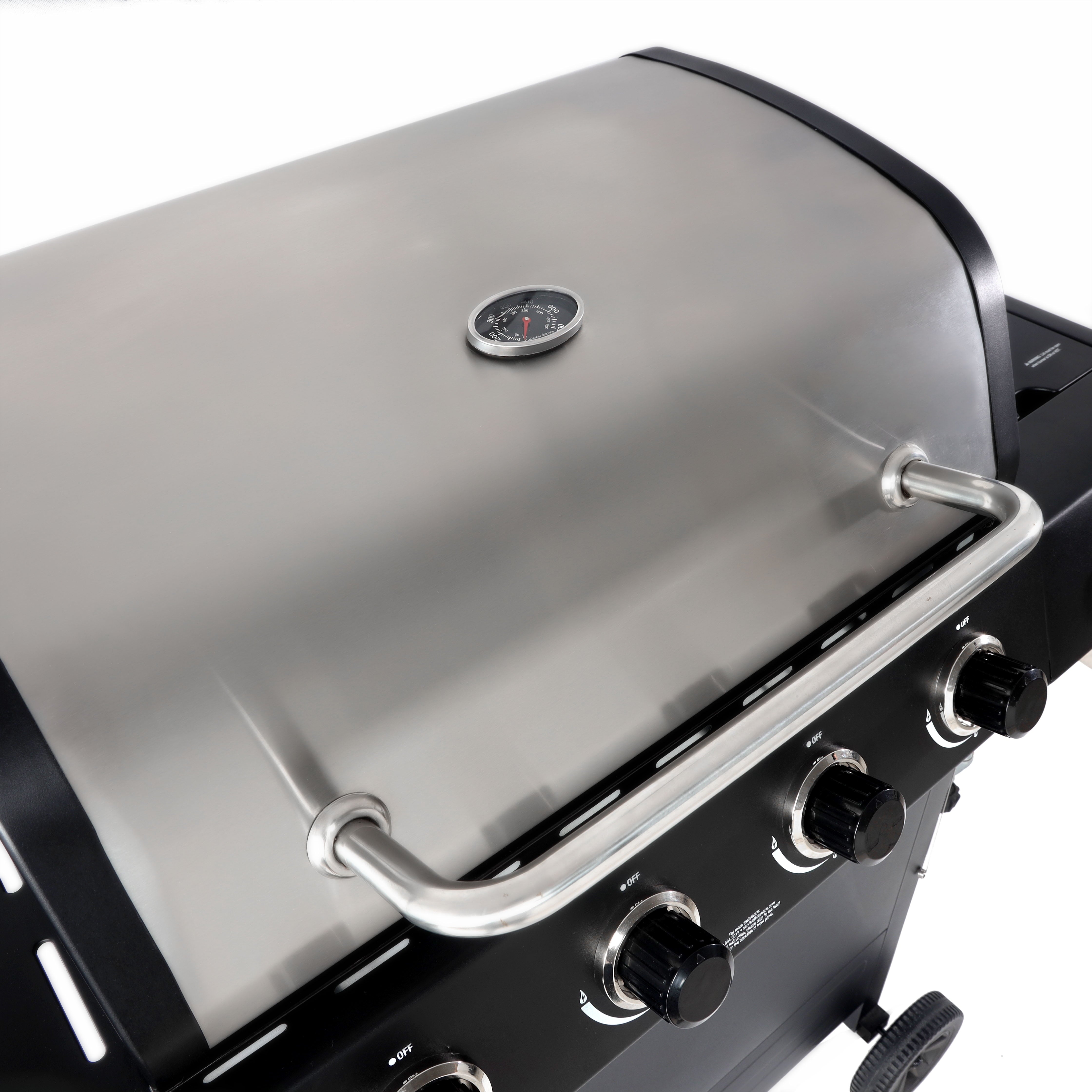 4-Burner Propane  Gas Grill with Side Burner. Stainless Steel & Black