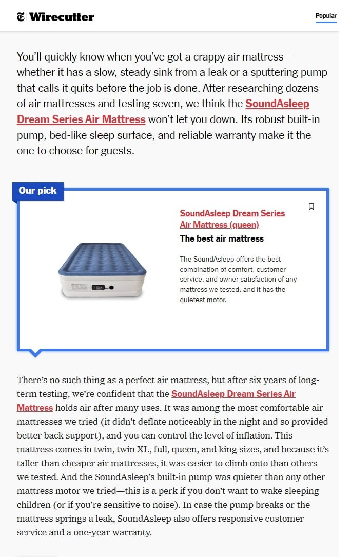 Dream Series Air Mattress with ComfortCoil Technology & Internal Built In High Capacity Pump - Queen Size