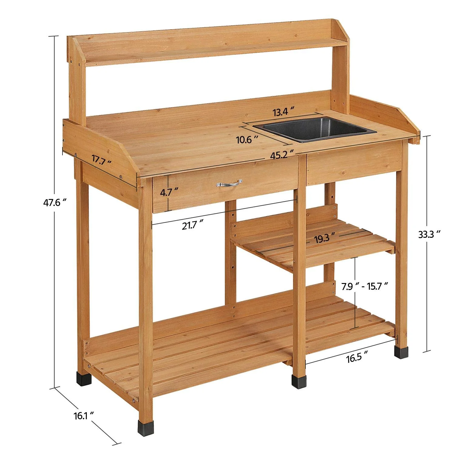 Topeakmart 45.2x17.7x47.6'' Potting Benches Outdoor Potting Table