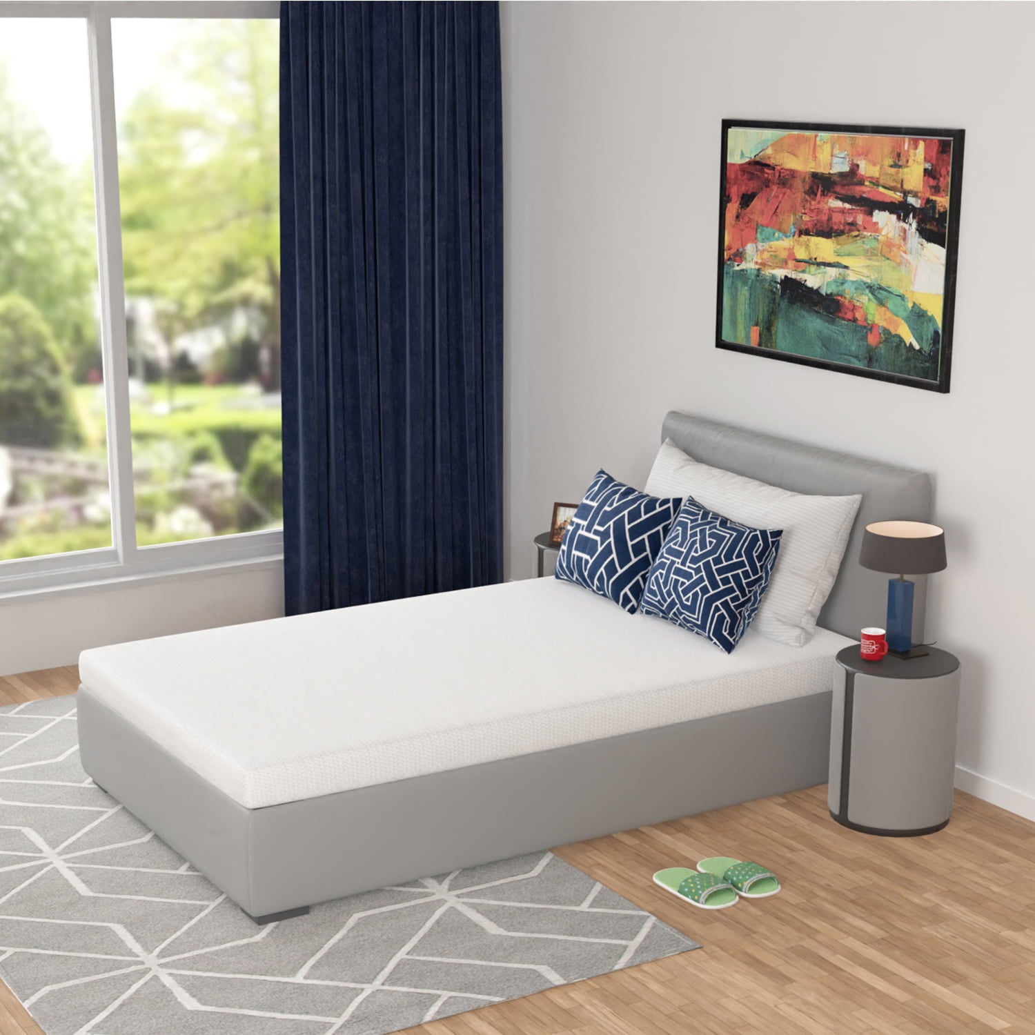 Inch Green Tea Memory Foam Mattress Cooling Gel Infused Mattress.Medium Firm Mattresses CertiPUR-US Certified/Bed-in-a-Box/Pressure Relieving Twin Size.White