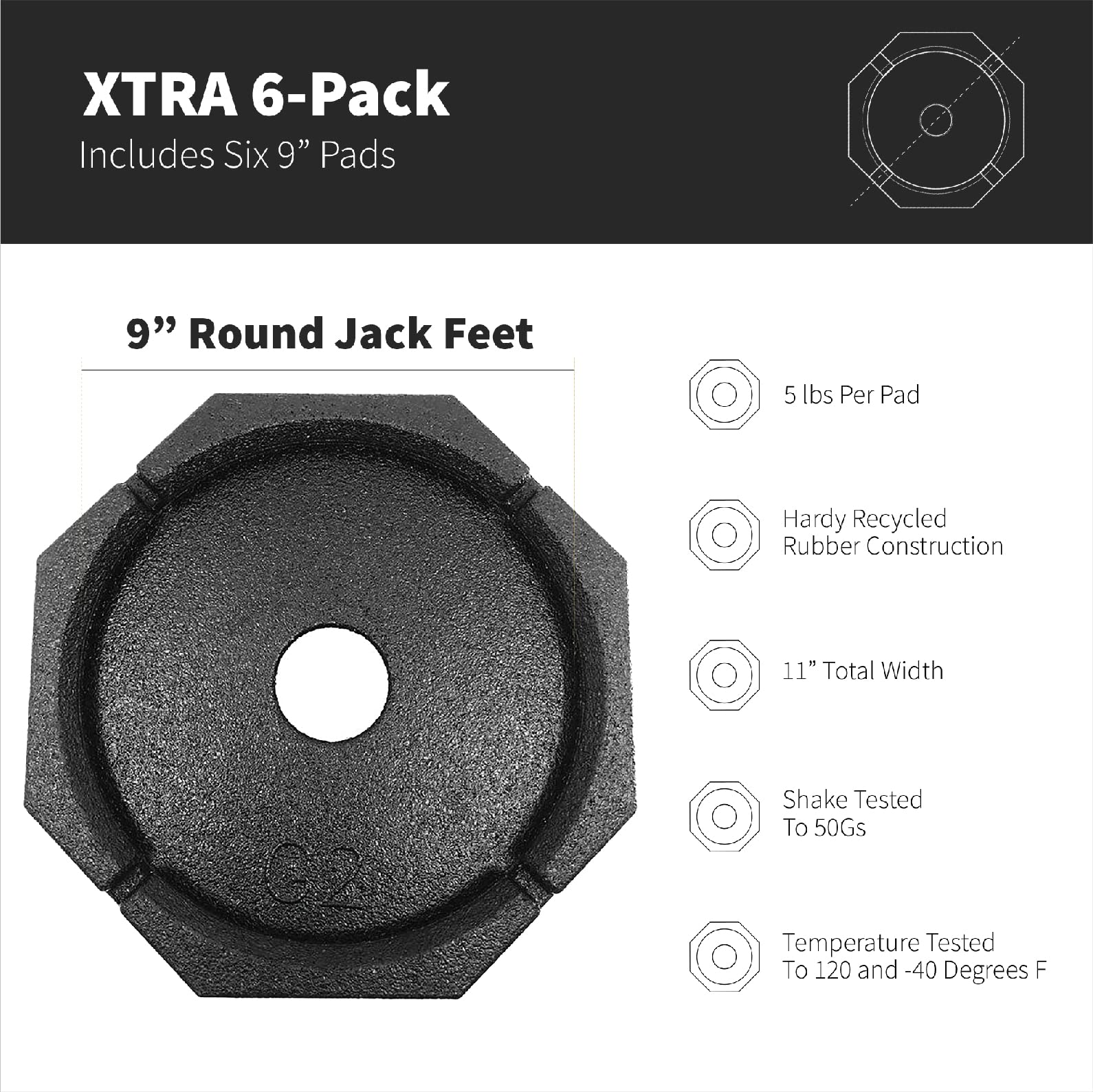 SnapPad Xtra 9 RV Round Leveling Jack Pads 6-Pack