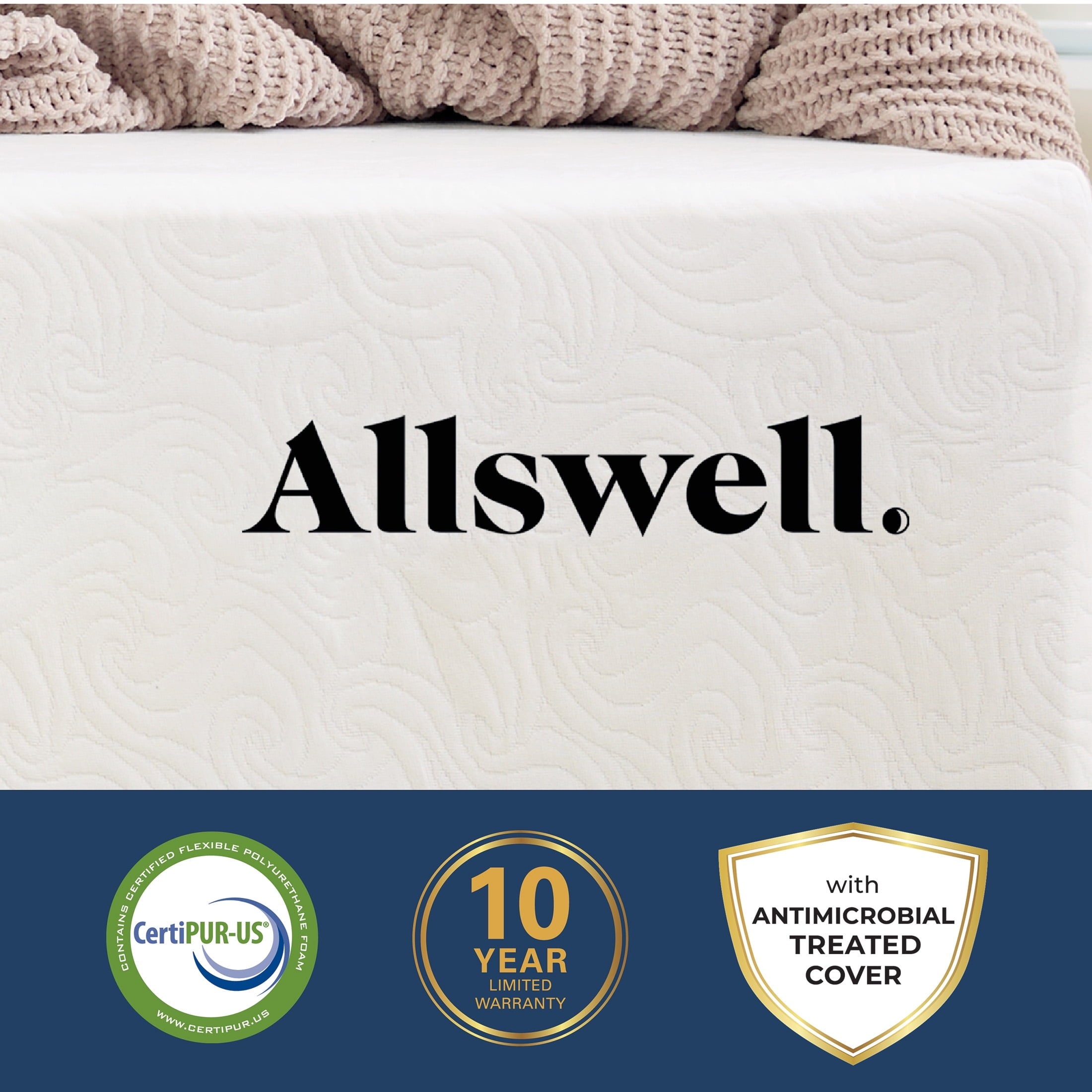 Allswell X 10�� Hybrid of Memory Foam and Coils Mattress With Antimicrobial Treated Cover. King