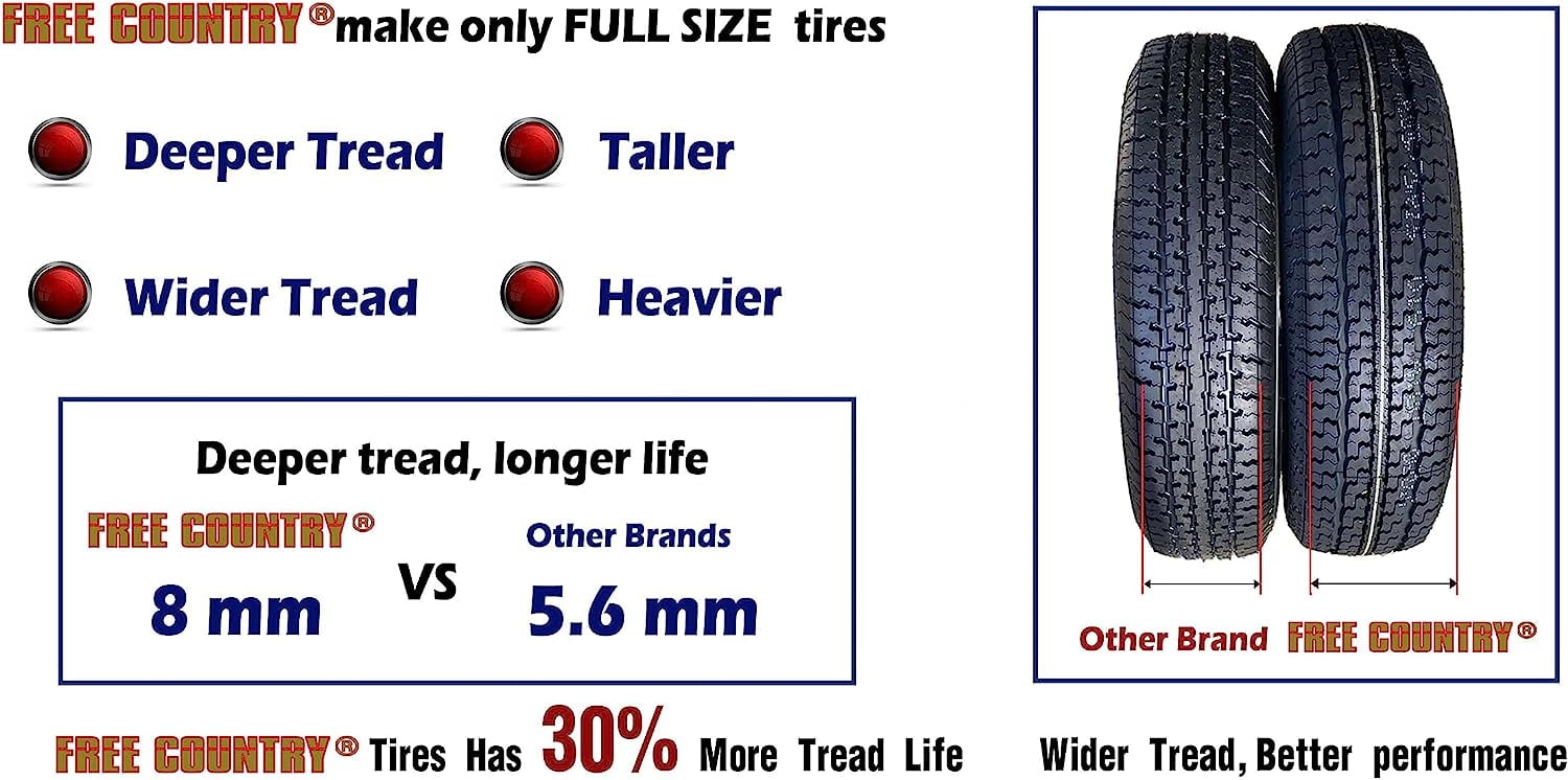 COUNTRY Trailer Tires ST 205/75D15 6 PR Load Range C - 11021. Set 4