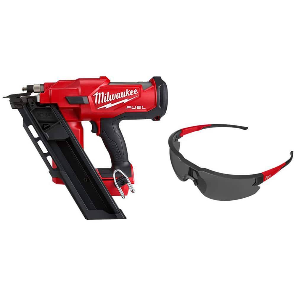 Milwaukee M18 Fuel 3-1/2 in. 18-Volt 30-Degree Brushless Cordless Framing Nailer (Tool-Only) w/Tinted Anti Scratch Safety Glasses