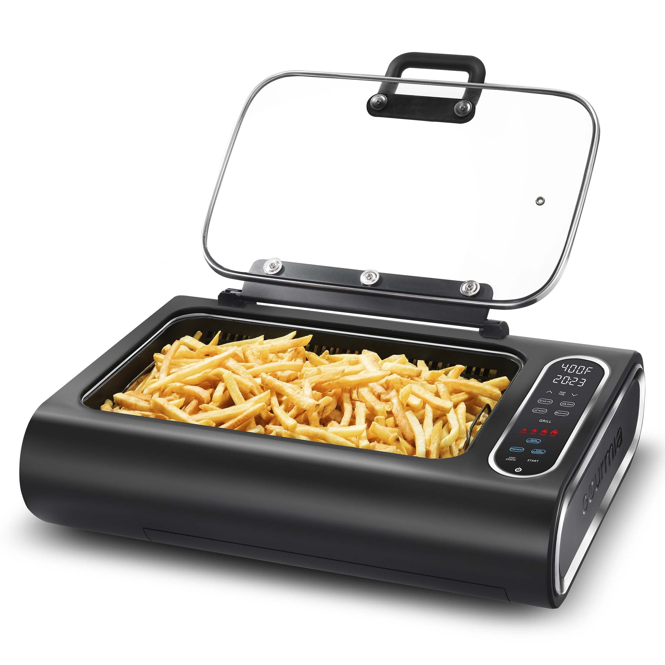 FoodStation Indoor Smokeless Grill with Guided Cooking. Black