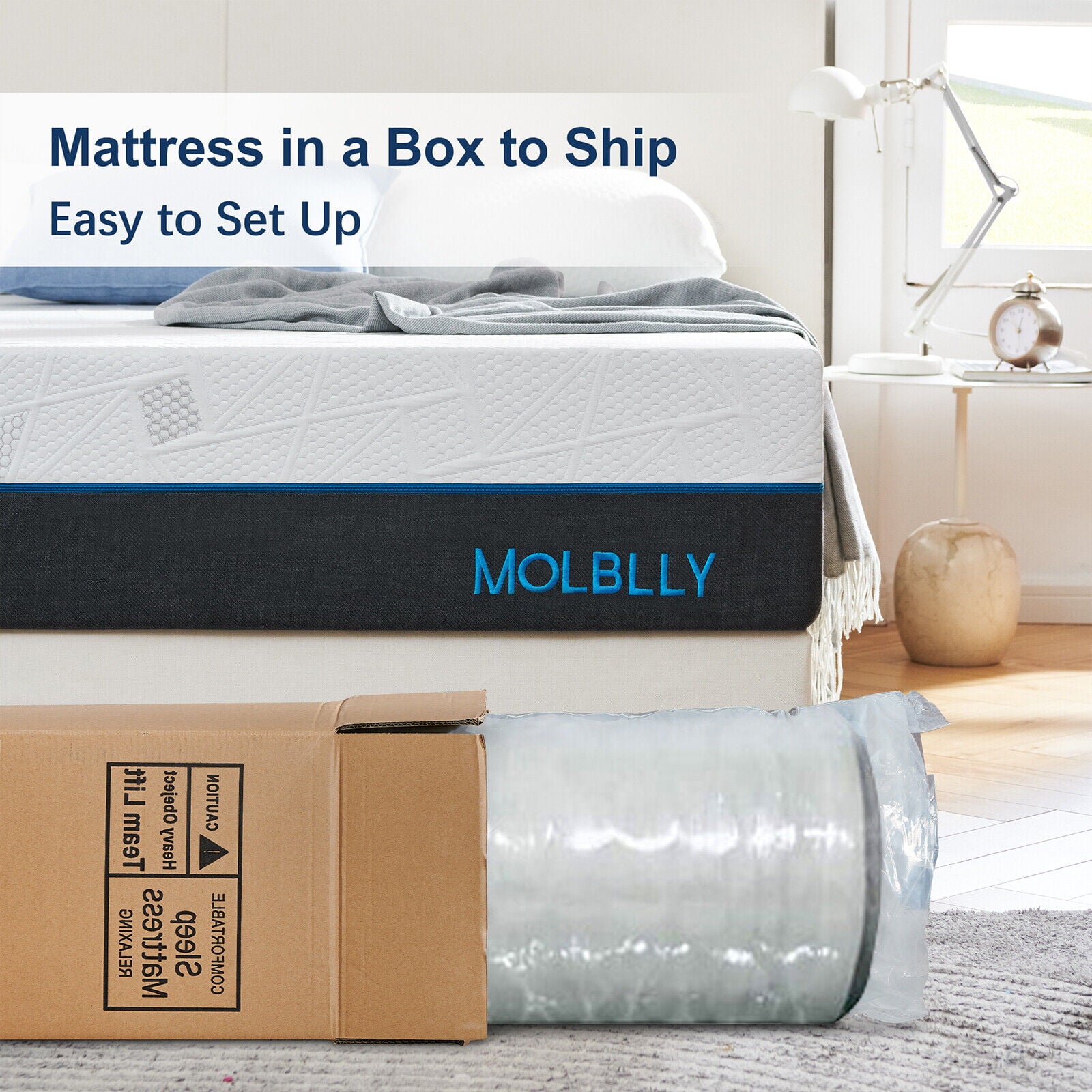 10 Queen Size Gel Memory Foam Mattress in a Box.Medium