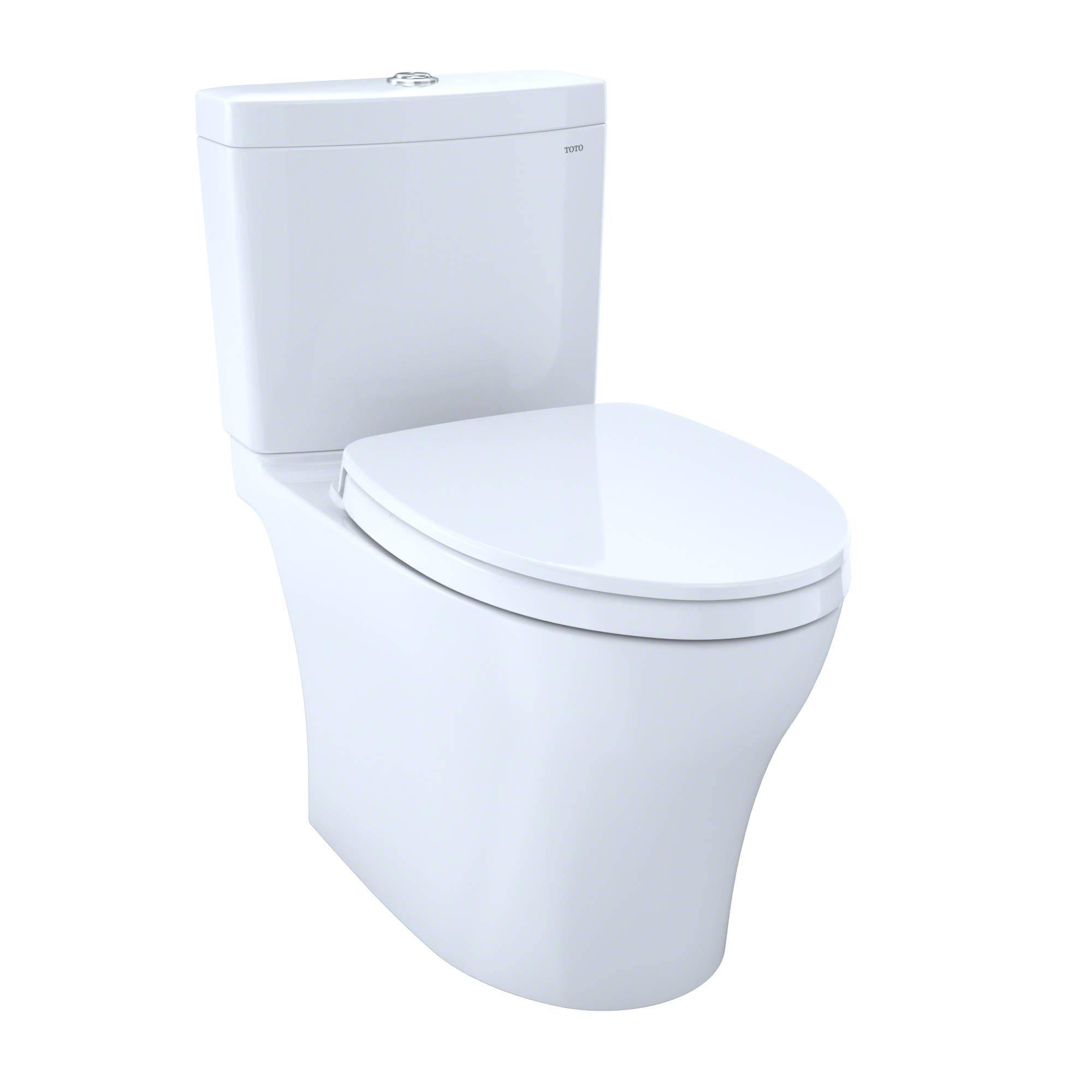 Toto MS446124CEMGN#01 Aquia IV Washlet+ Two-Piece Elongated Dual Flush 1.28 and 0.9 GPF Toilet with CeFiONtect , Cotton White