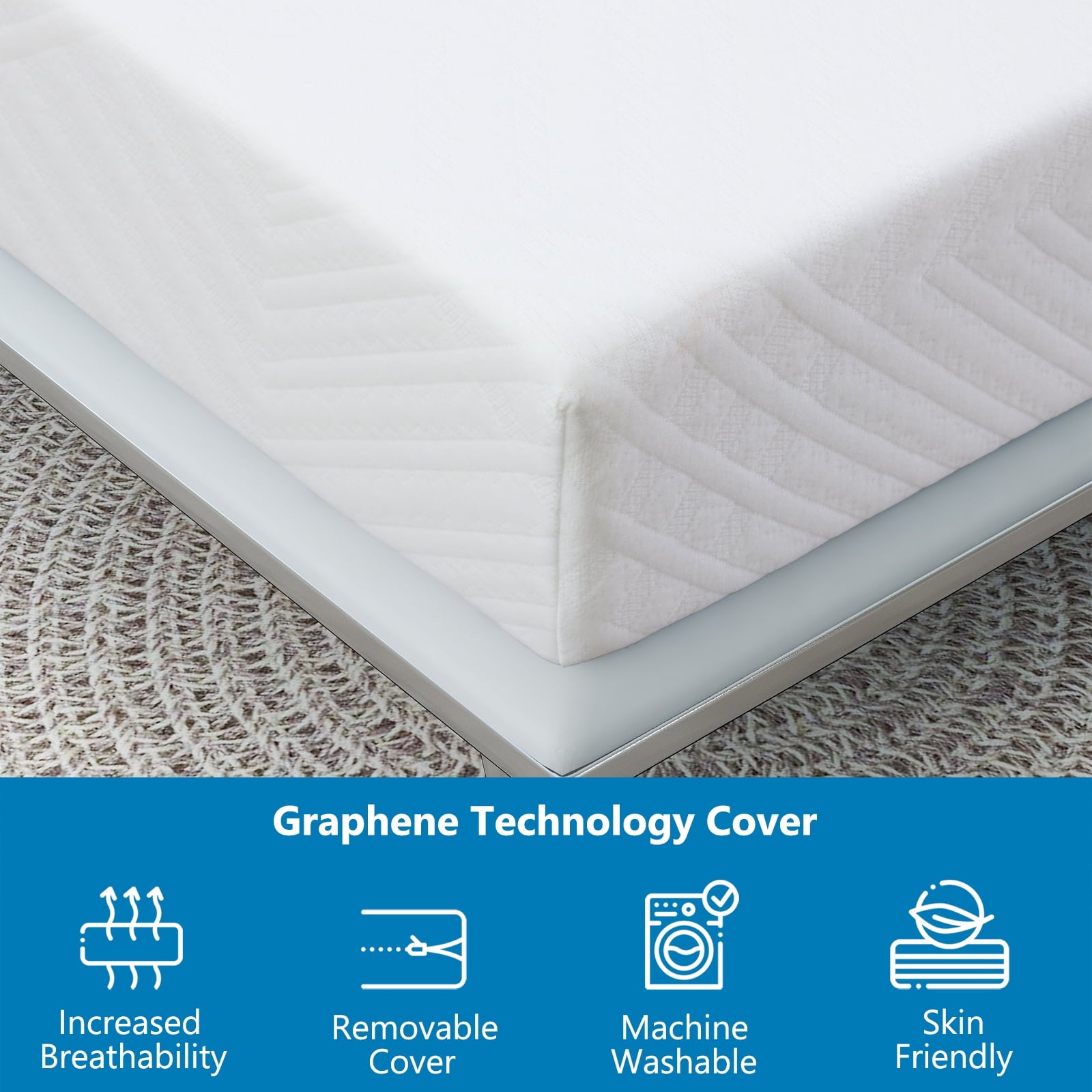 Mattress.6 inch Gel Memory Foam Mattress in a Box with Graphene Fabric Cover