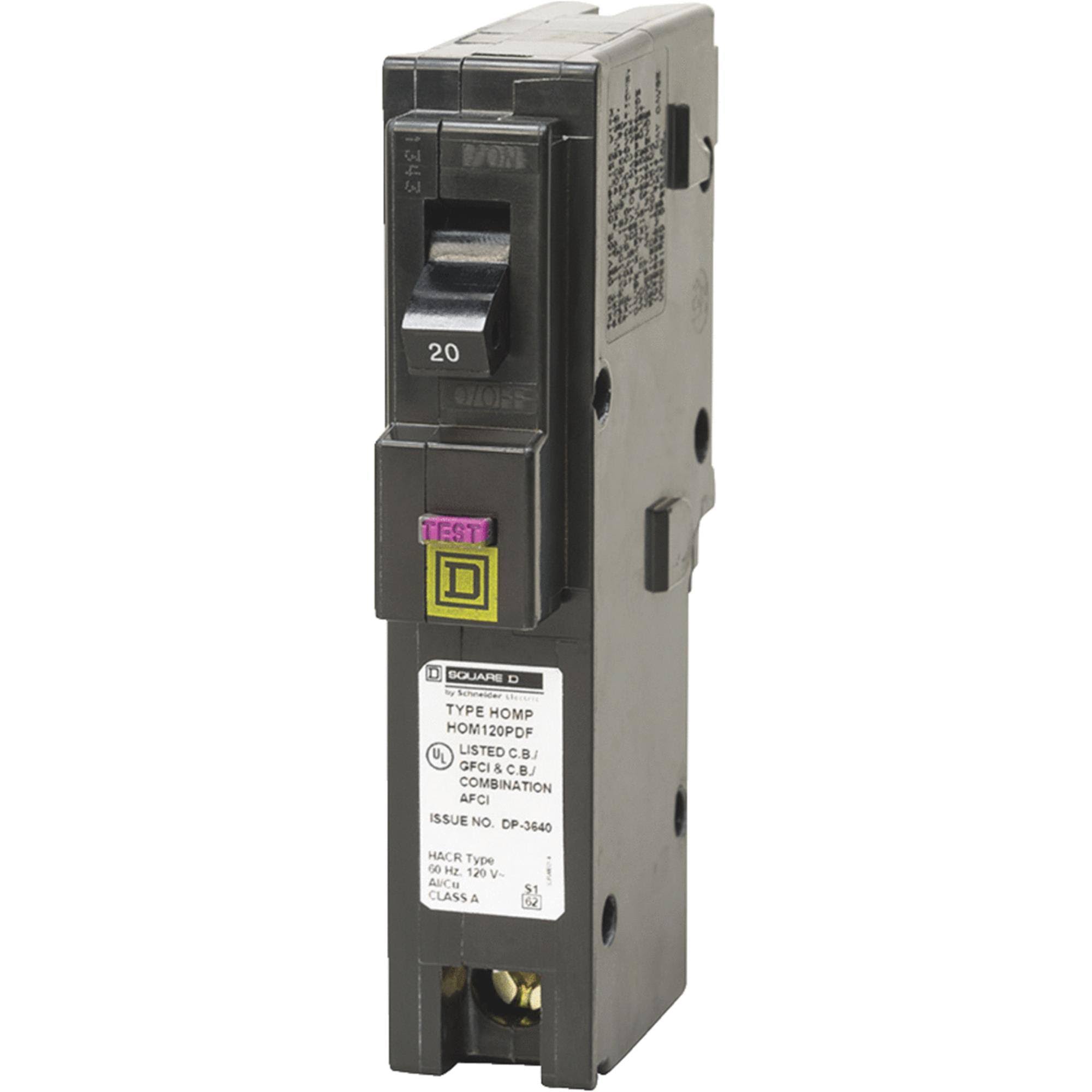 Square D HOM120PDFC Homeline Single-Pole Dual Function Circuit Breaker