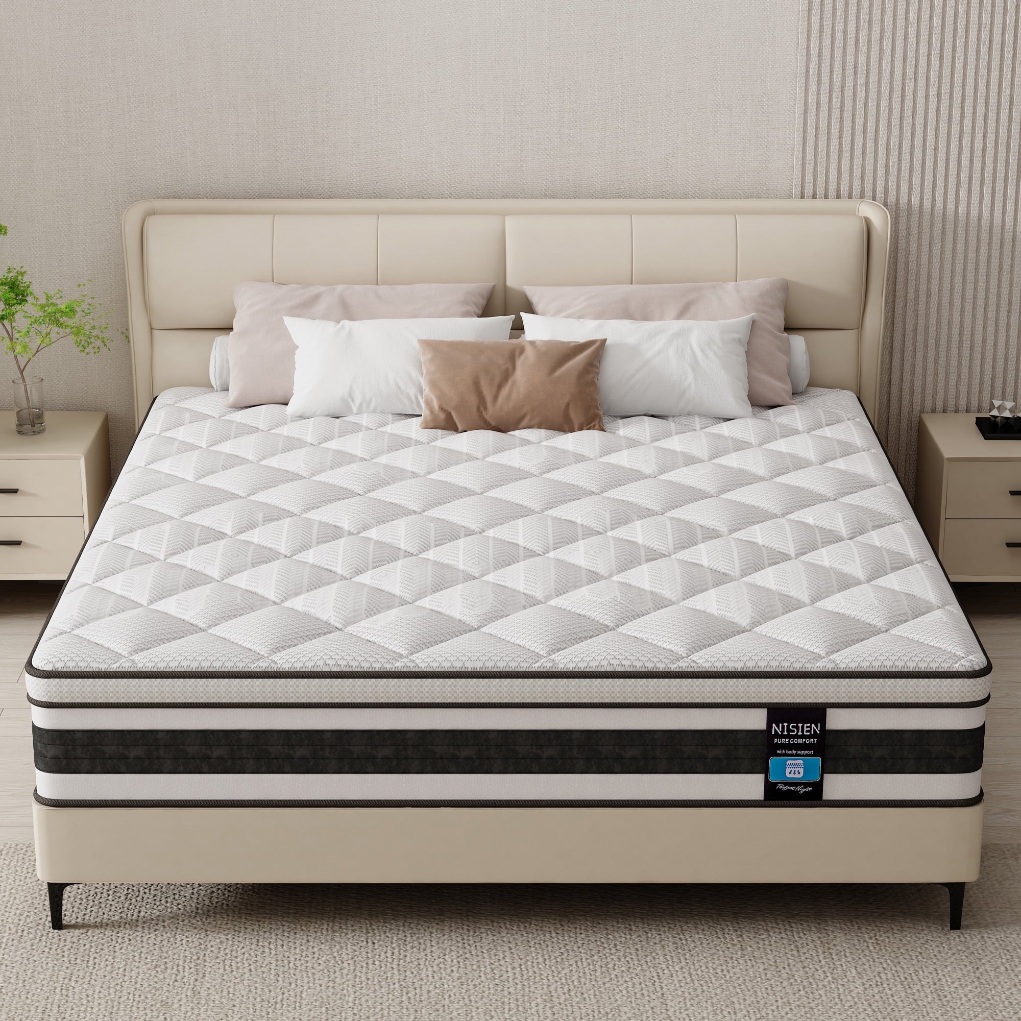 Size Mattress. Nisien 10 Inch Gel Memory Foam Hybrid Queen Mattress in a Box.Firm.Euro Top Bed Mattress for Cooler Sleep.100-Night Free Trial