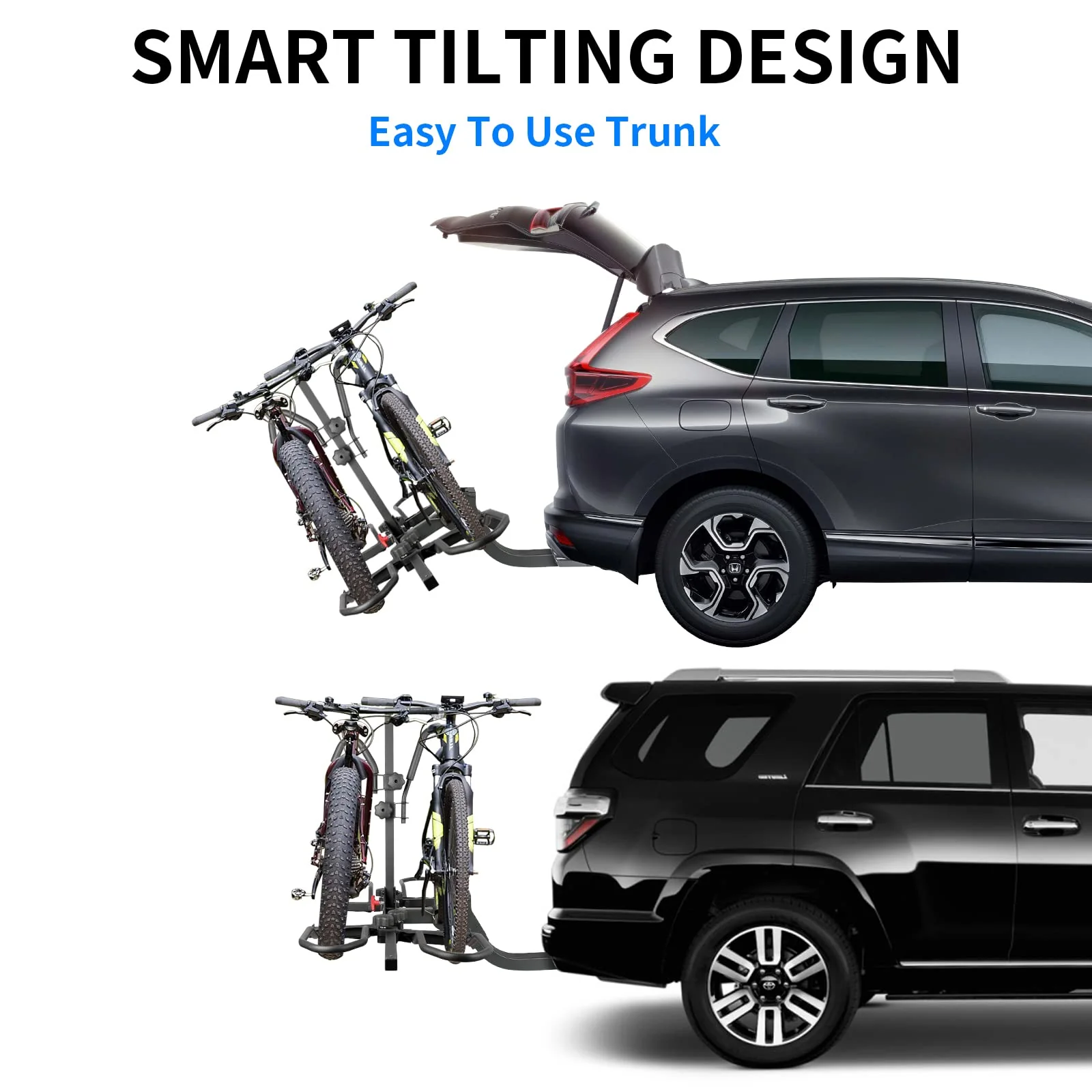 WEIZE Wobble Free Smart Tilting Folding Bicycle Car Racks