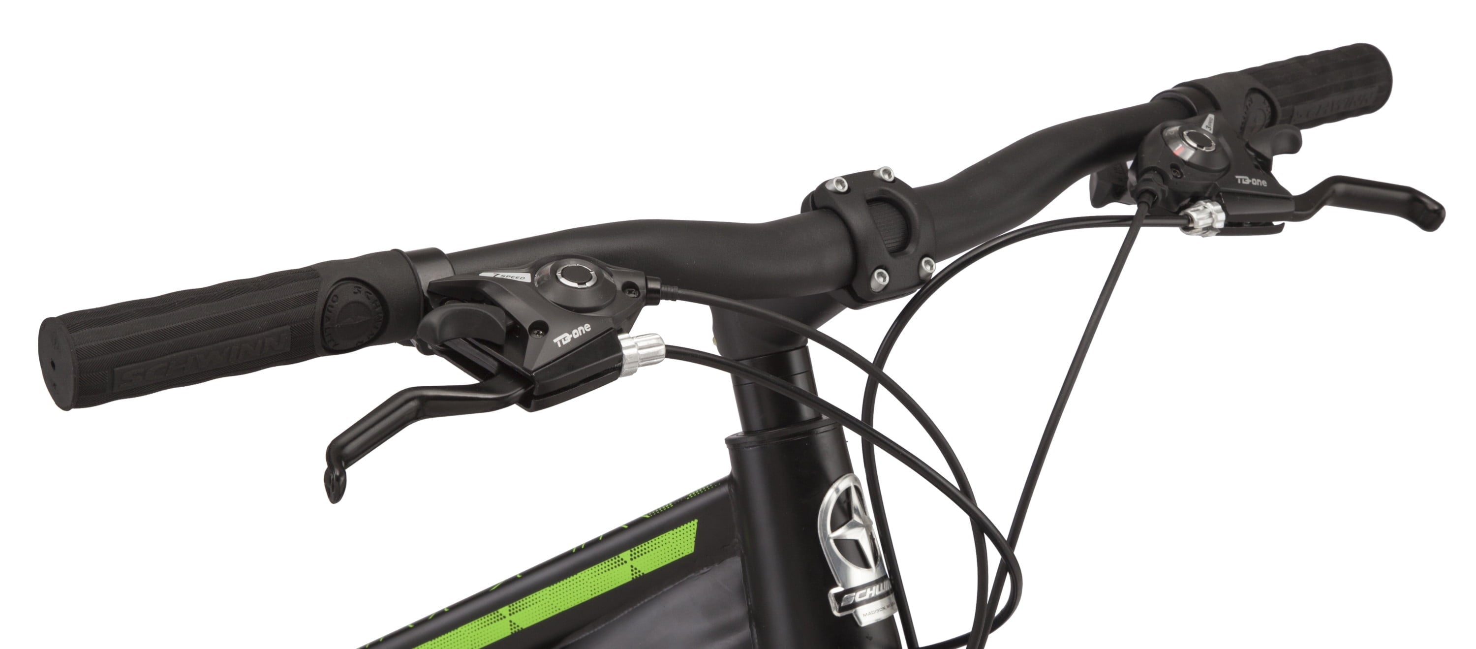 Sidewinder mountain bike. 24-inch wheels. 21 speeds. black / green