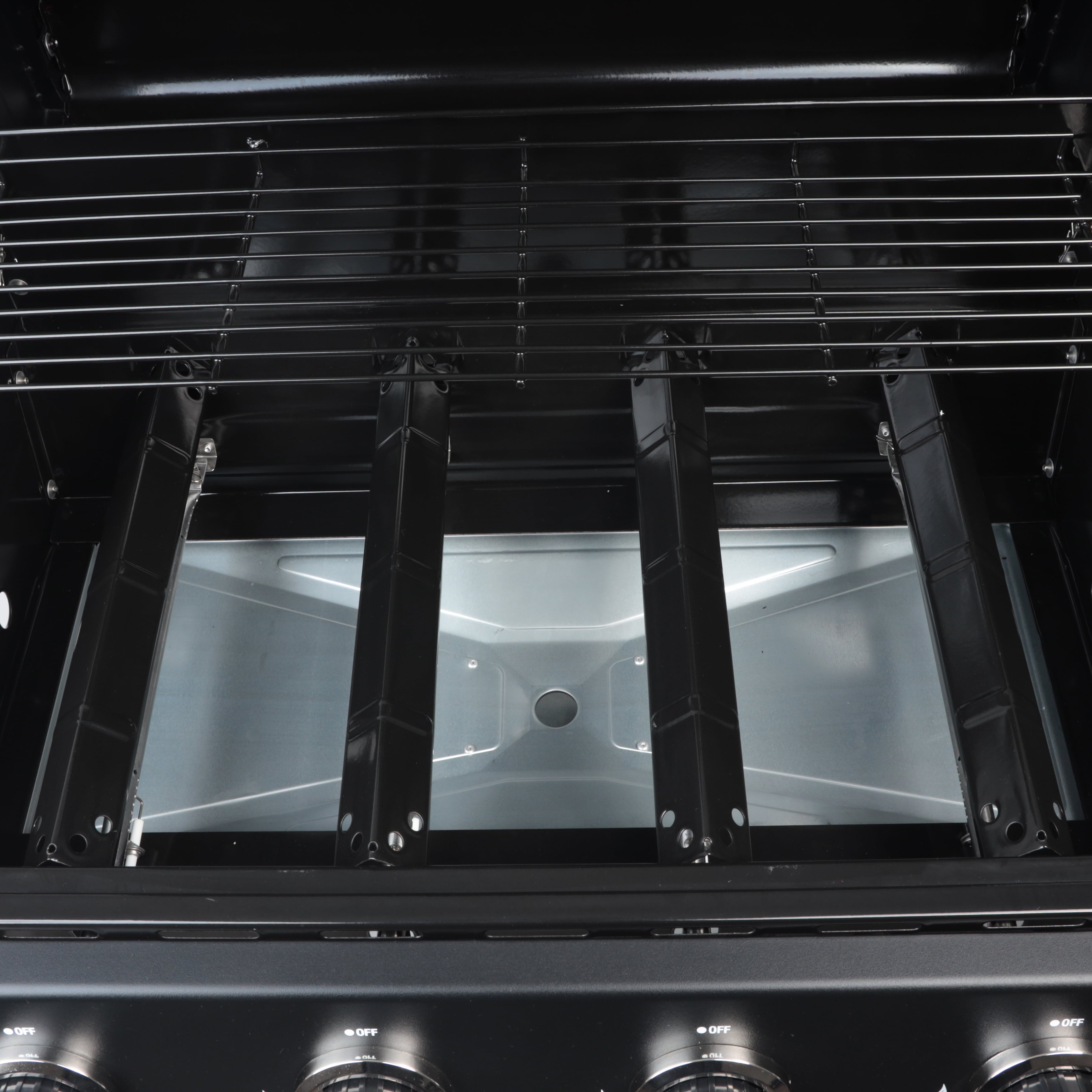 4-Burner Propane  Gas Grill with Side Burner. Stainless Steel & Black