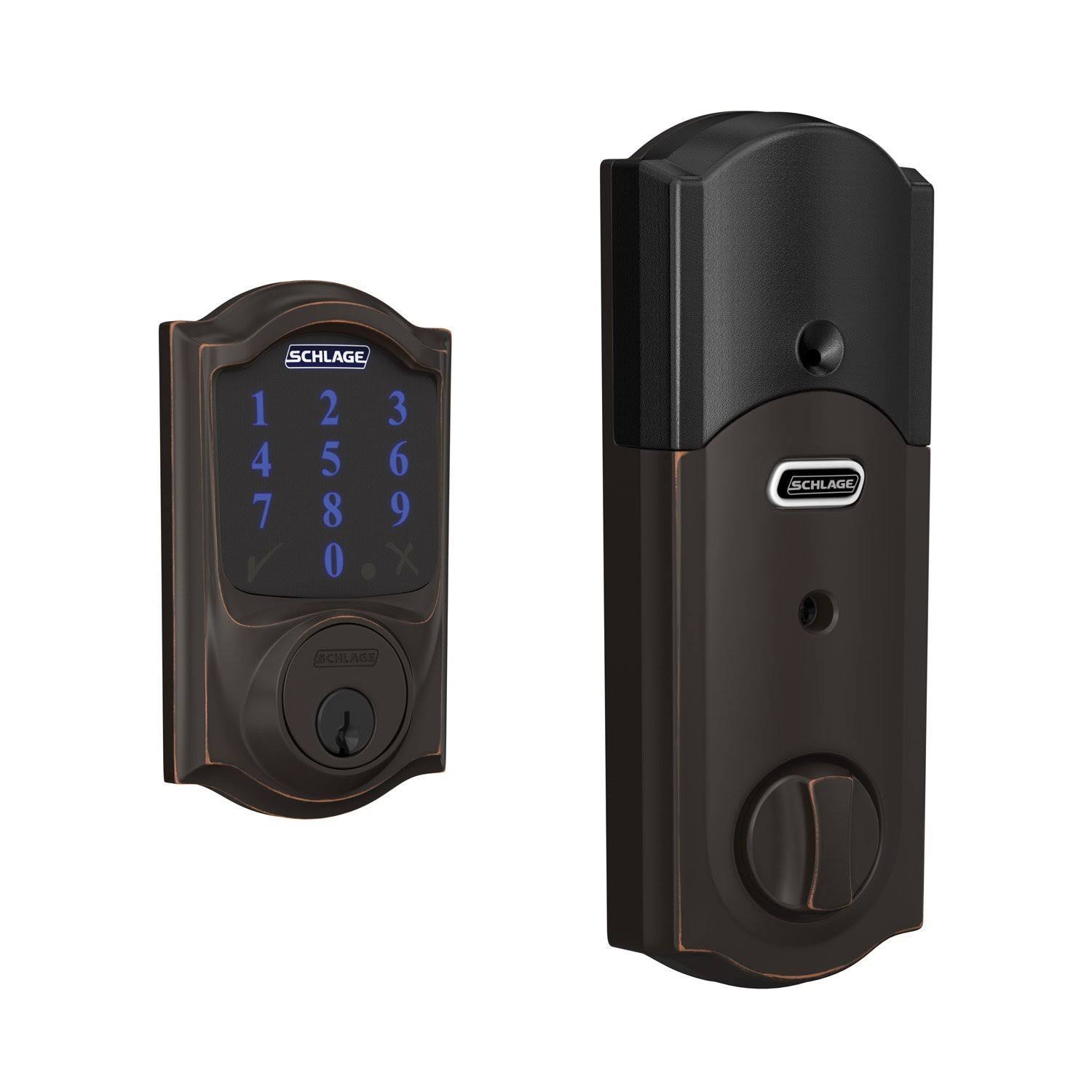 Schlage BE469ZP Cam 716 Connect Smart Deadbolt Camelot, Aged Bronze