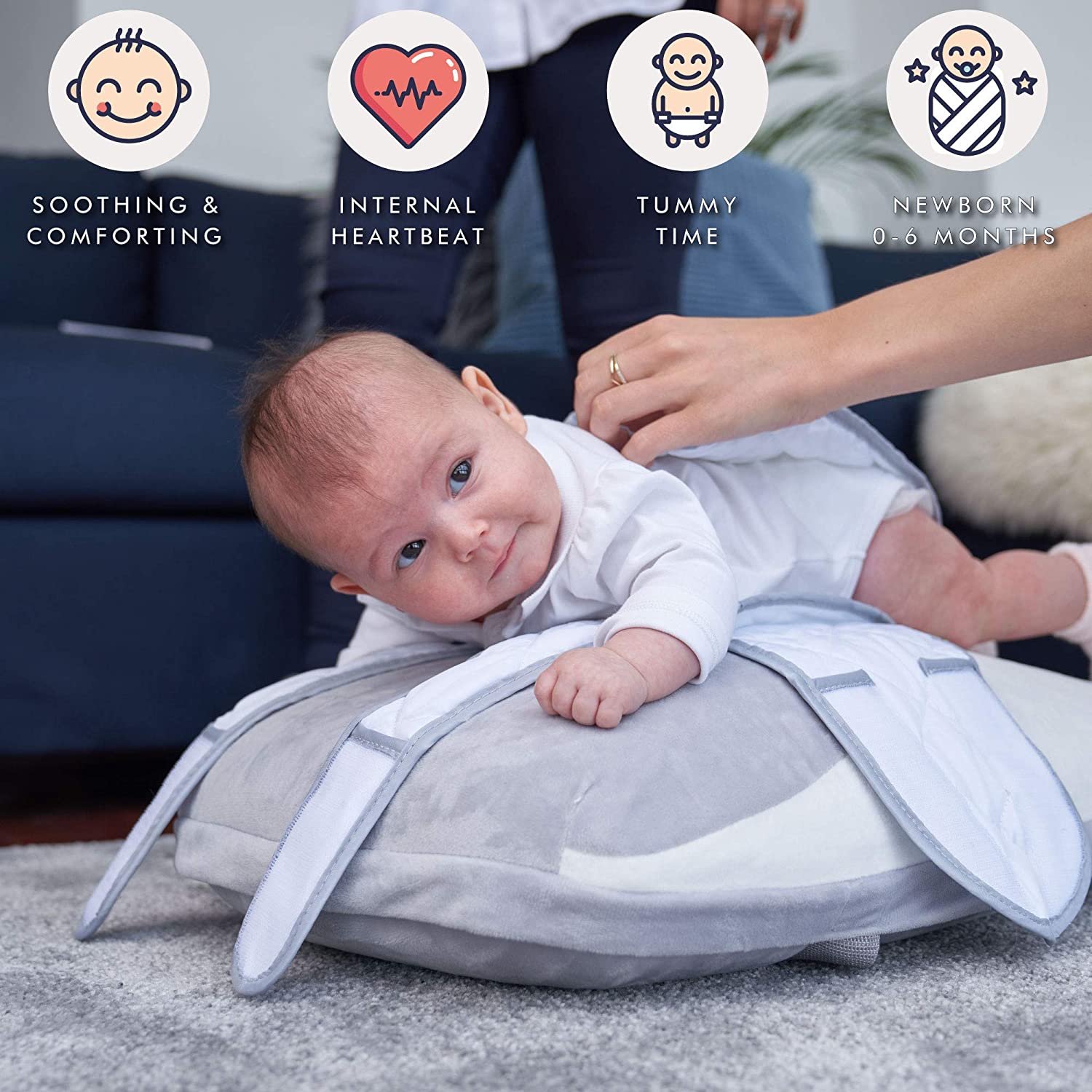 Babocush Newborn Comfort Cushion with Gentle Vibration and Heartbeat Sound. Helps Prevent Colic. Relieves Gas and Reflux. Provides Essential Tummy Time