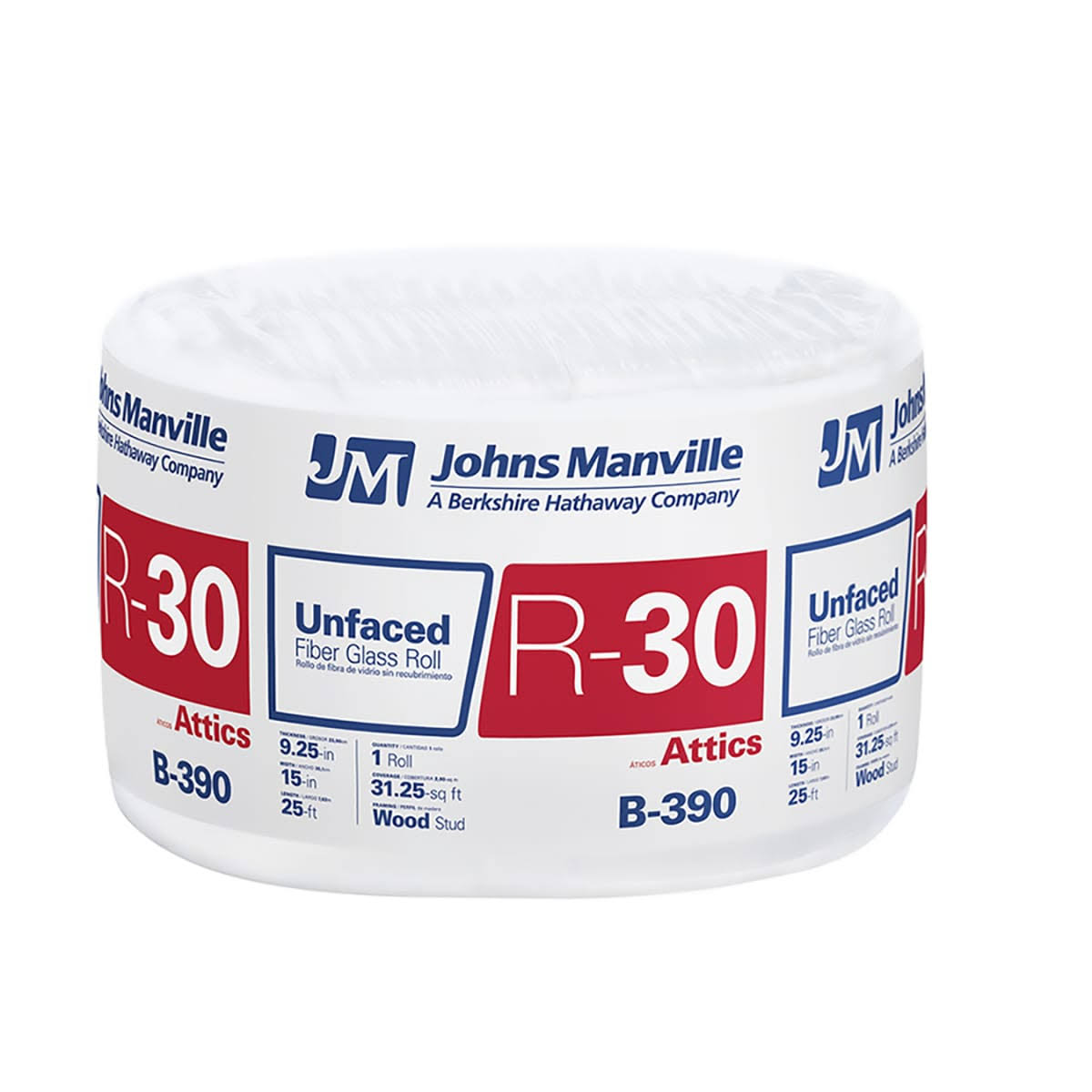 Johns Manville R-30 Unfaced Fiberglass Insulation Roll 15 in. x 25 ft.