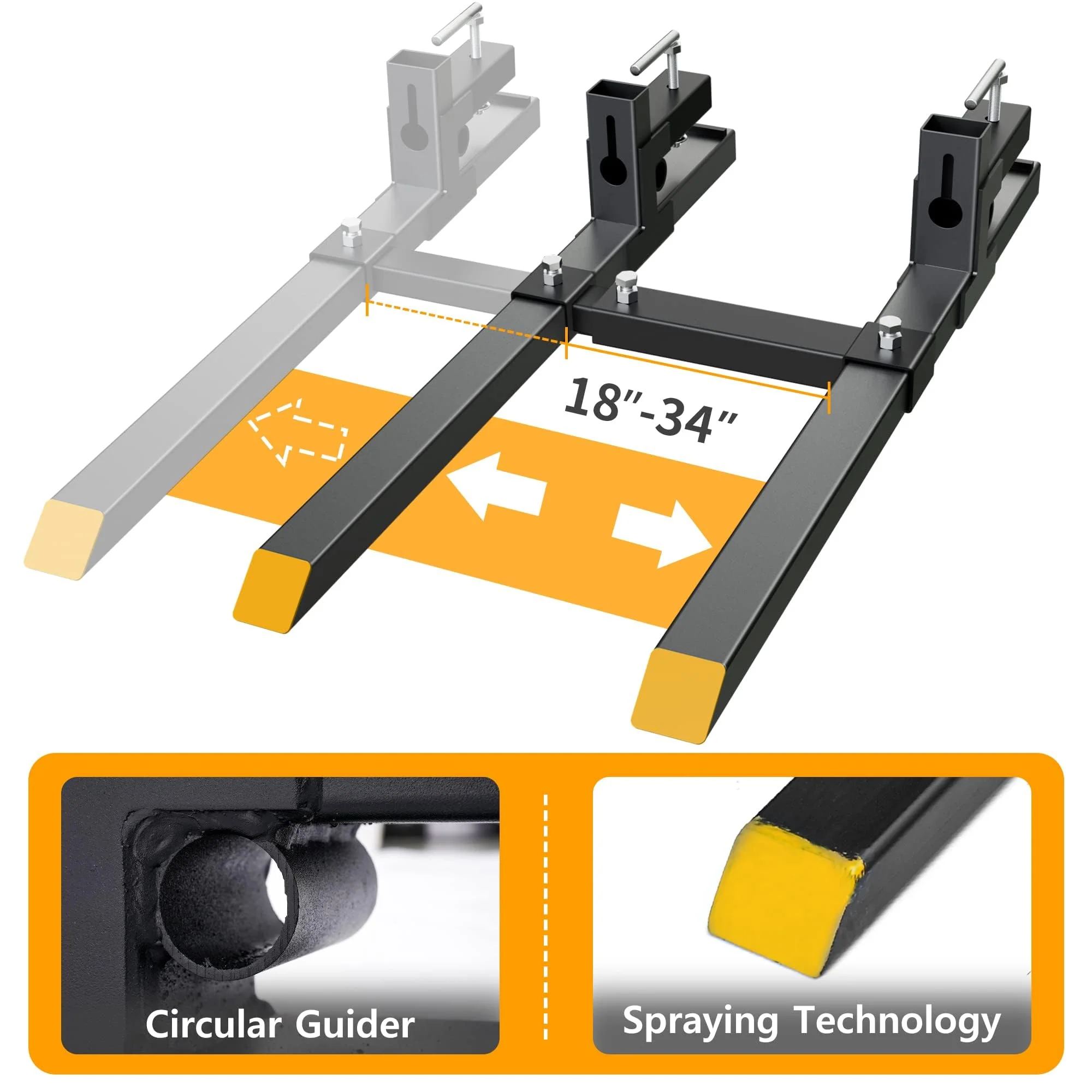 YINTATECH 60 4000lbs Clamp on Pallet Forks Heavy Duty Tractor Forks