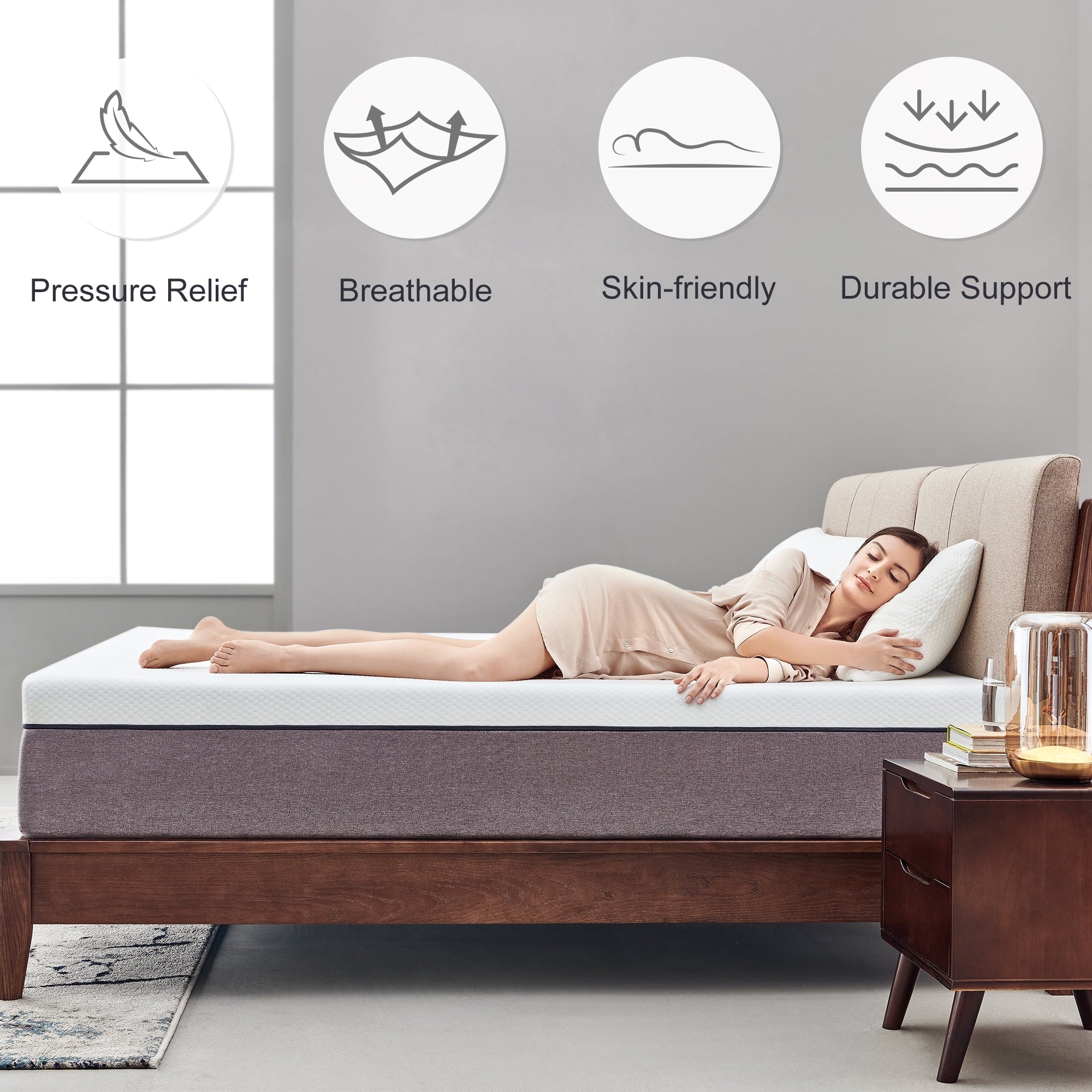 Mattress. Ssecretland 10 inch Gel Memory Foam Mattress in a Box. Queen Mattress