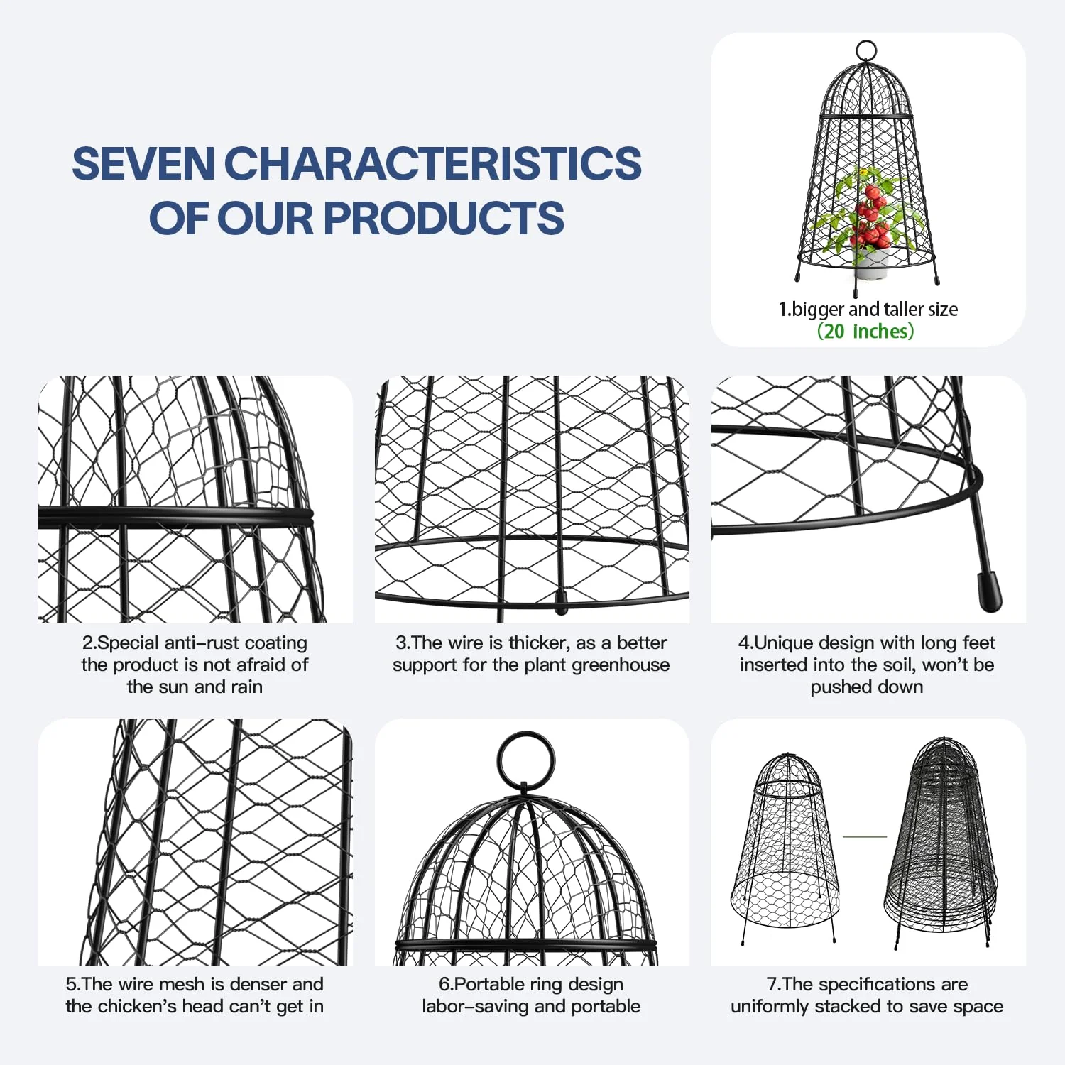 Yolid Garden Cloches for Plants Set of 6. Chicken Wire Cloche Plant