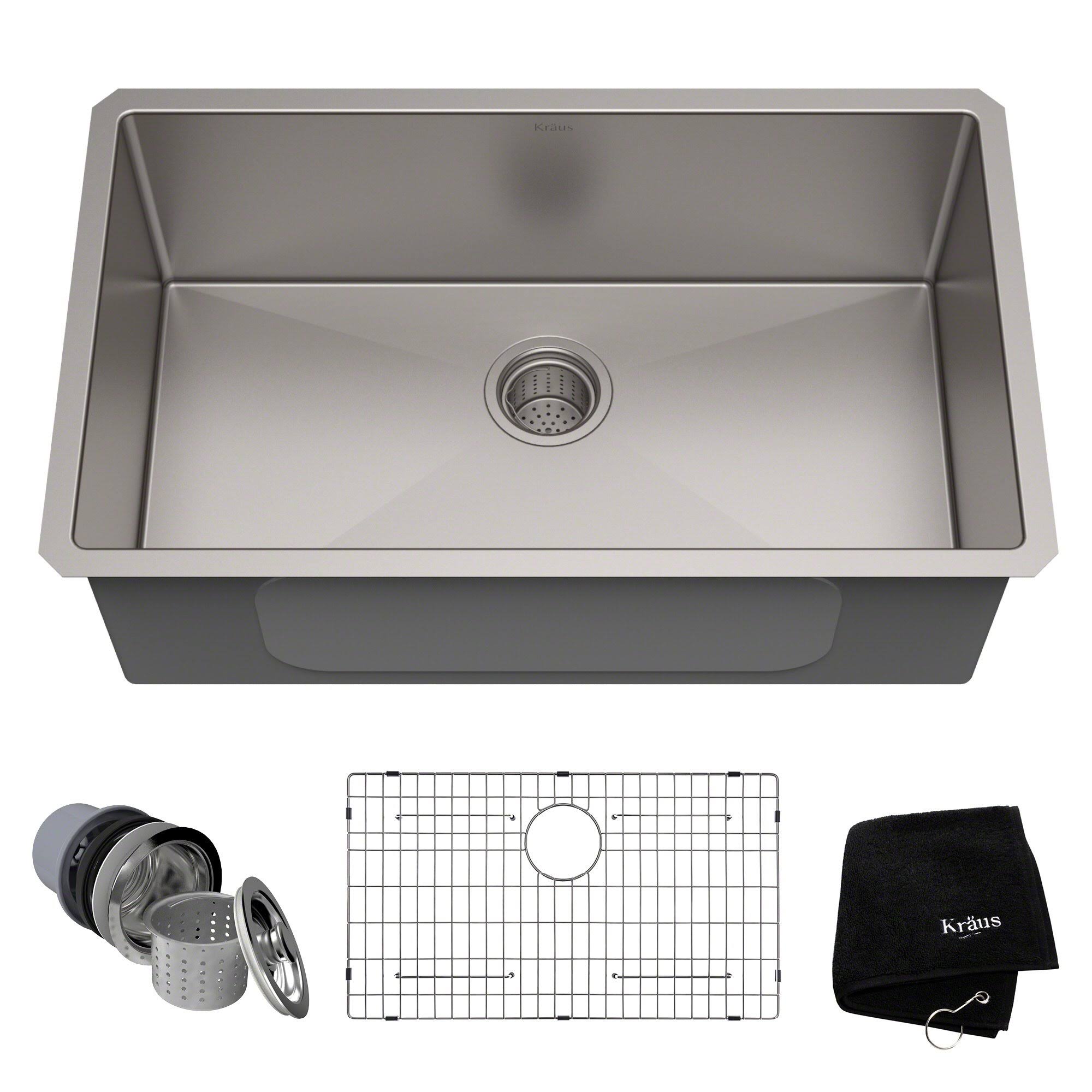 Kraus 30-Inch Undermount Single Bowl Stainless Steel Kitchen Sink