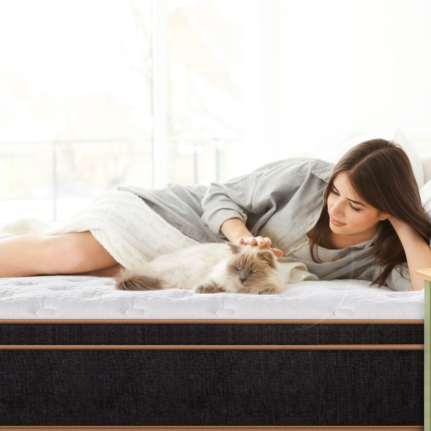 12 (H) Pocket Spring Hybrid Mattress. Queen Size Gel Infused Memory Foam Mattresses Bed in-a-Box CertiPUR-US Certified