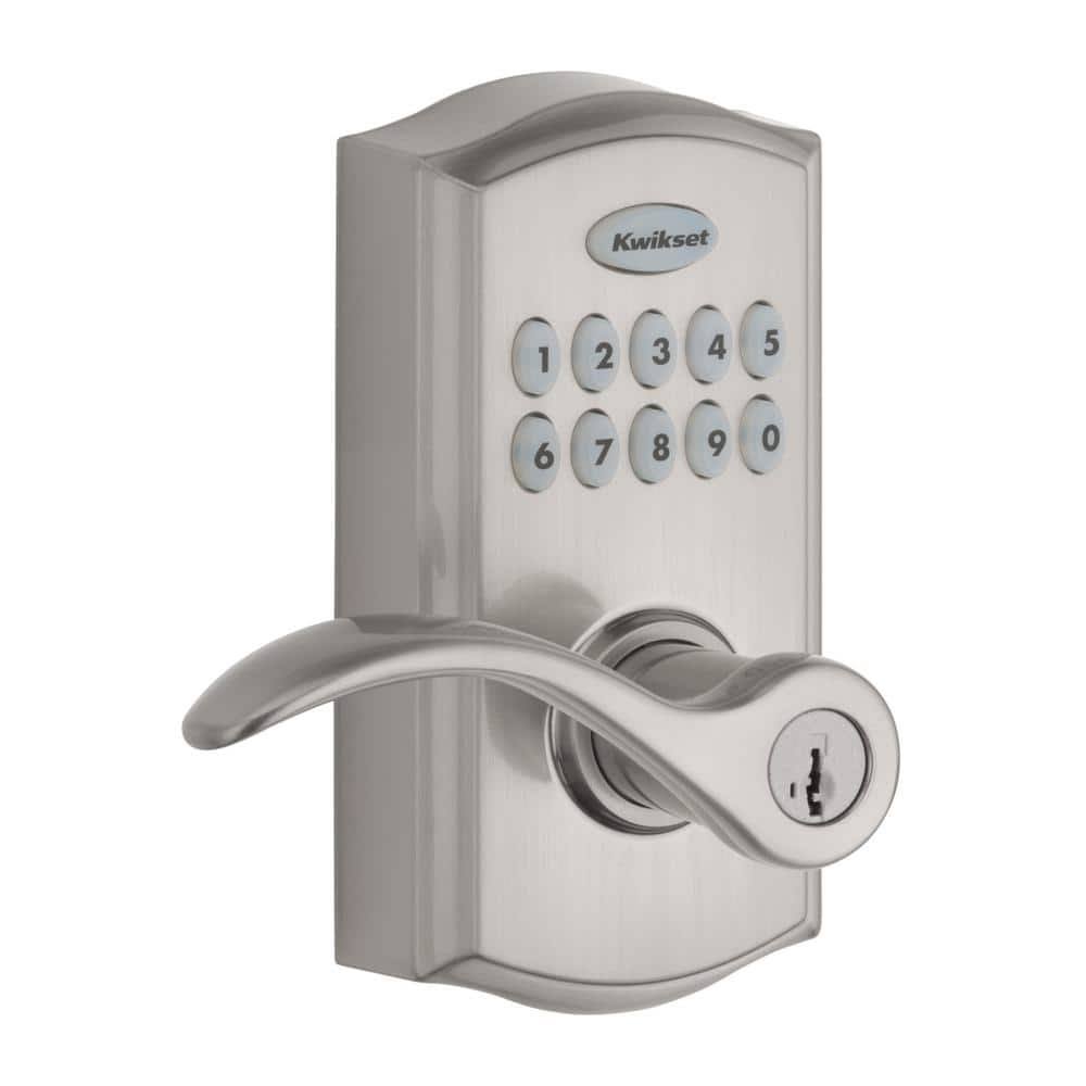 Kwikset 955 SmartCode Satin Nickel Electronic Pembroke Door Handle Featuring SmartKey Security