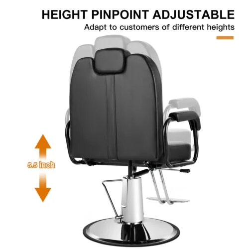 Artist hand Black 360&deg;Barber Chair Heavy Duty Hydraulic Reclining Salon Shampoo Beauty Hair Styling Equipment - MadeInUSA