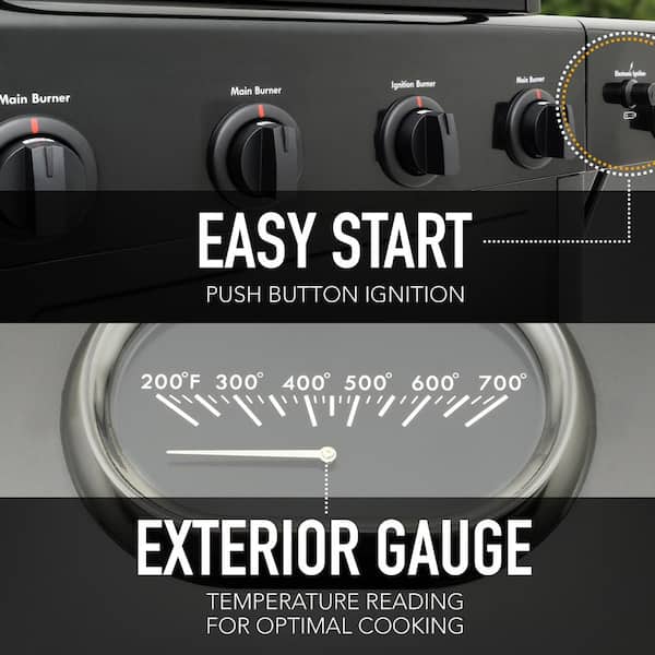 Kenmore 4 Burner Open Cart Propane Gas BBQ Grill with Side Burner. Black