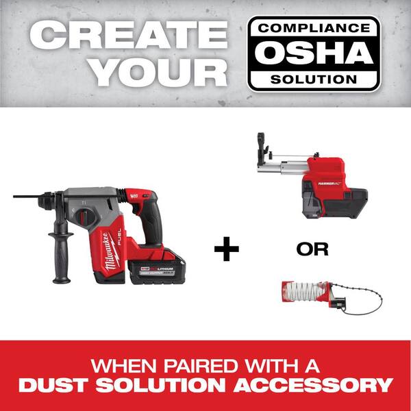 M18 FUEL 18V Lithium-Ion Brushless 1-1/8 in. Cordless SDS-Plus Rotary Hammer/Dust Extractor Kit. Two 6.0Ah Batteries