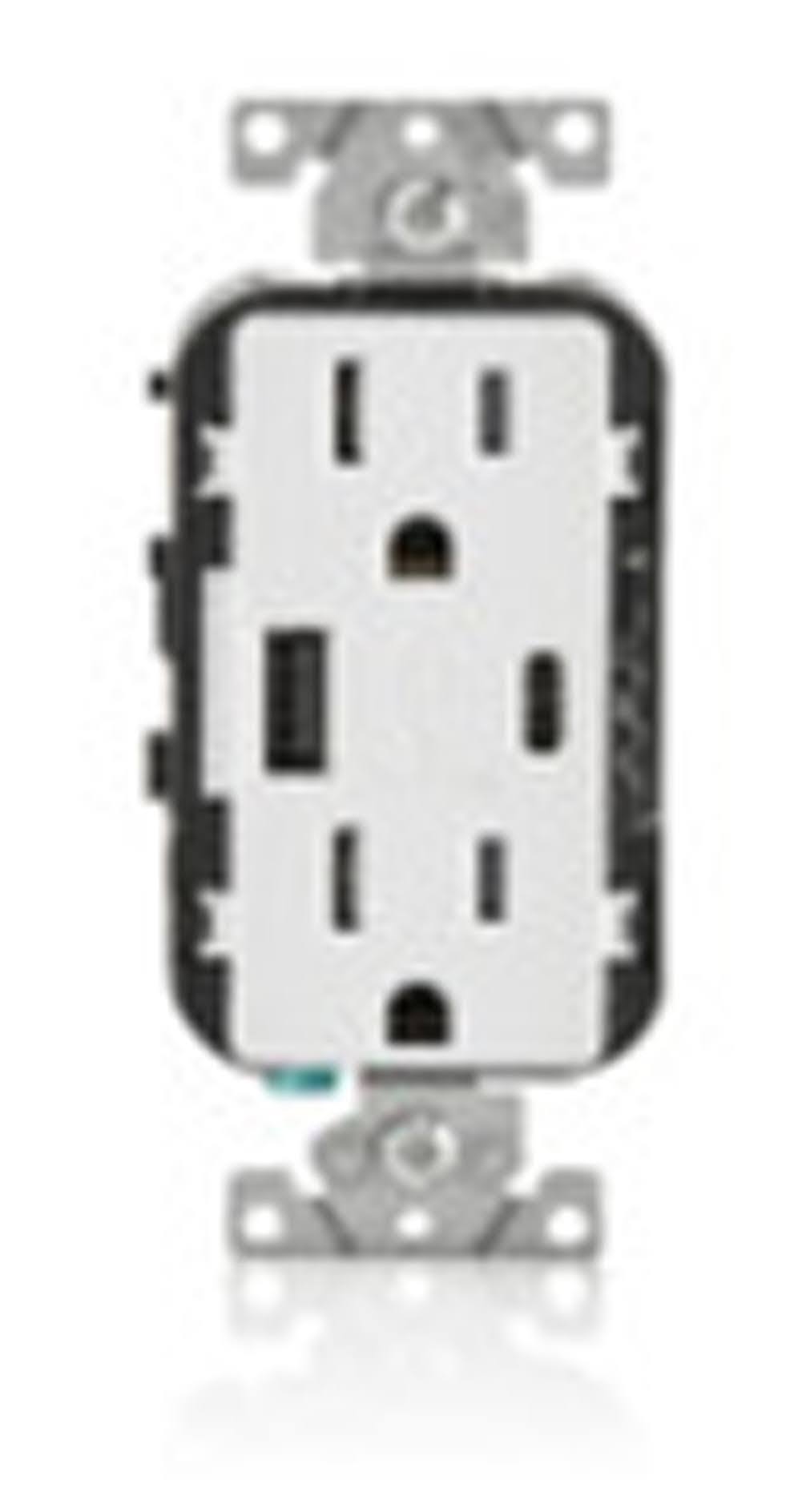 Leviton T5633-W 15A Tamper-Resistant Receptacle USB Charger