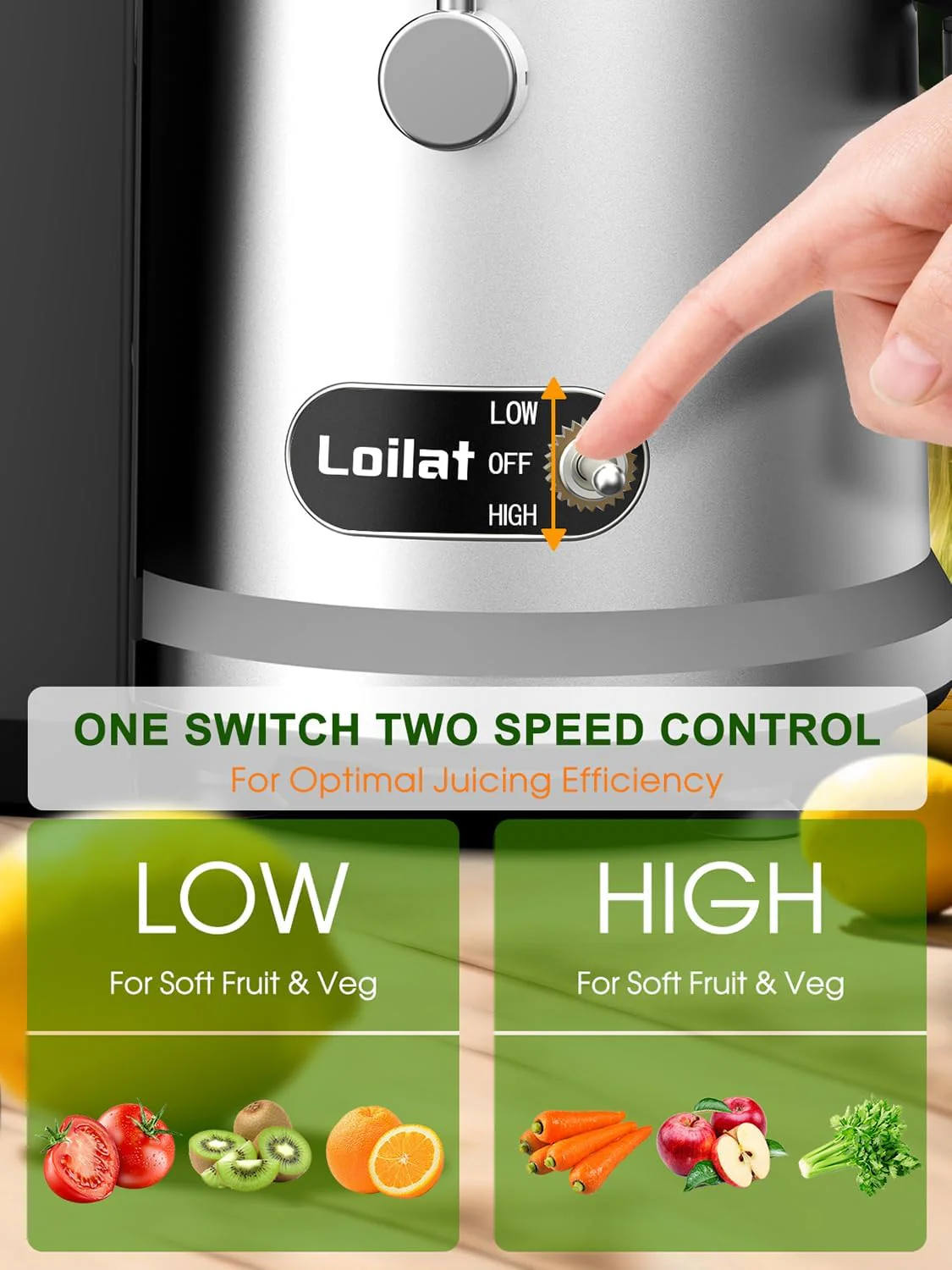 Loilat 1200W Juicer Machine with 3 Feed Chute