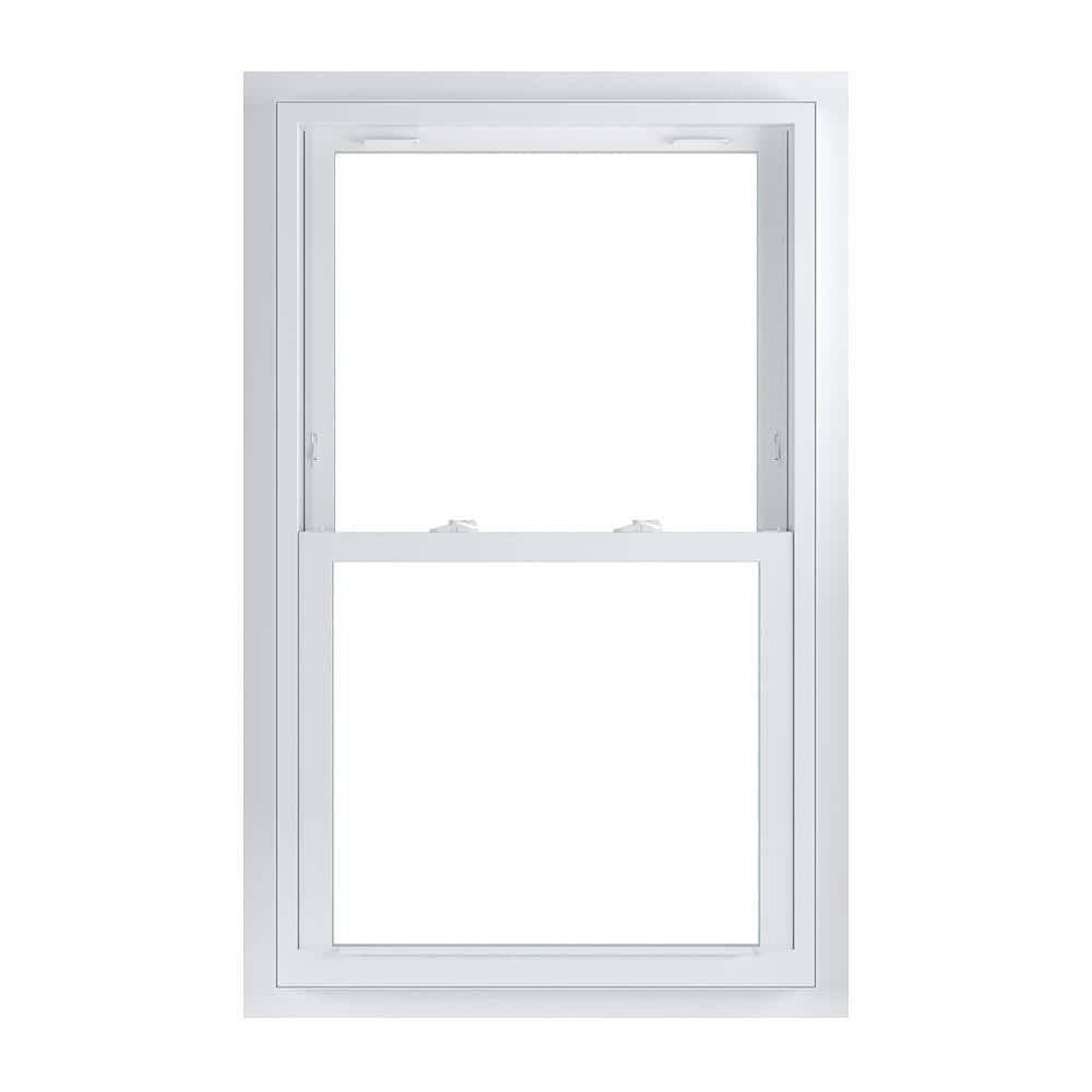 American Craftsman 29.75 in. x 48.75 in. 70 Series Low-E Argon Glass Double Hung White Vinyl Fin with J Window. Screen Incl-Instock