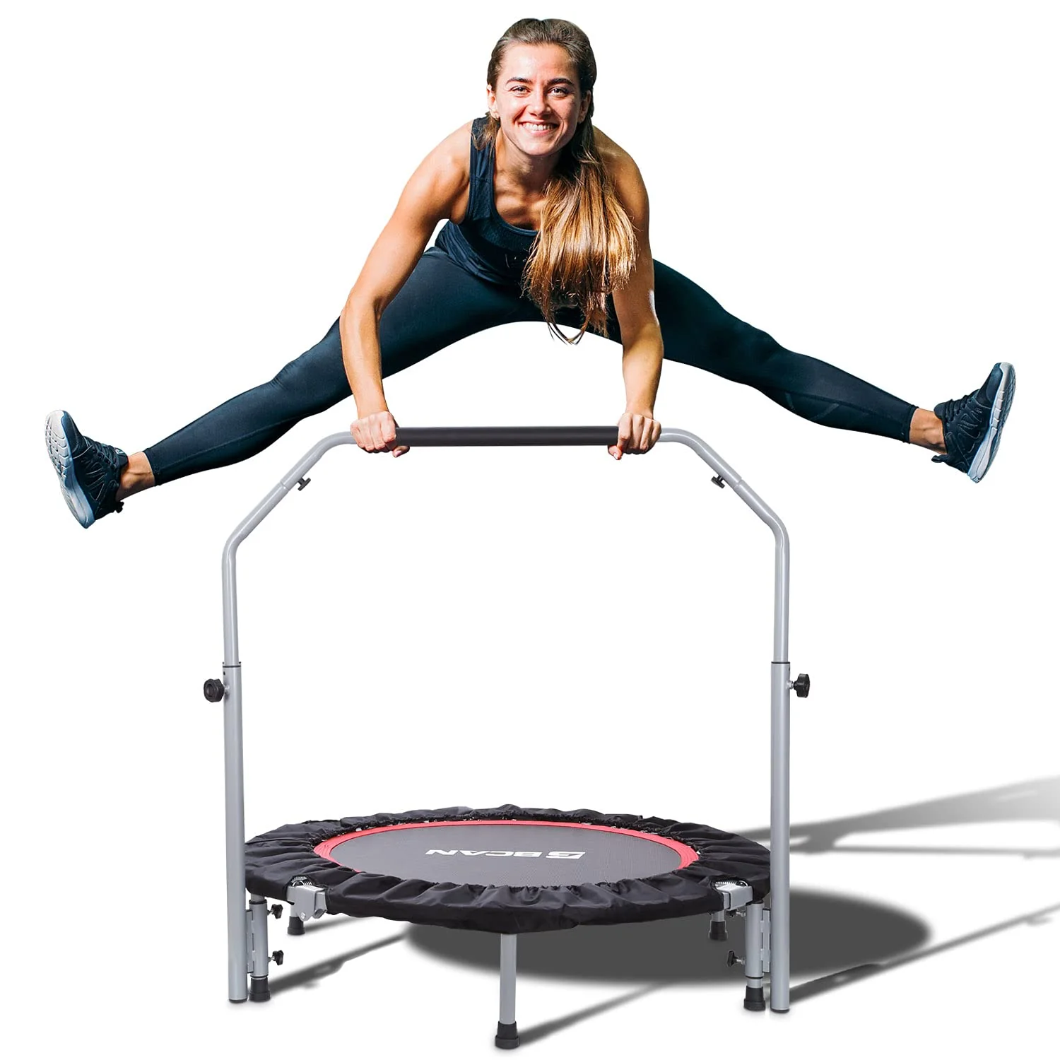 BCAN 40 Foldable Mini Trampoline with Adjustable Foam Handle