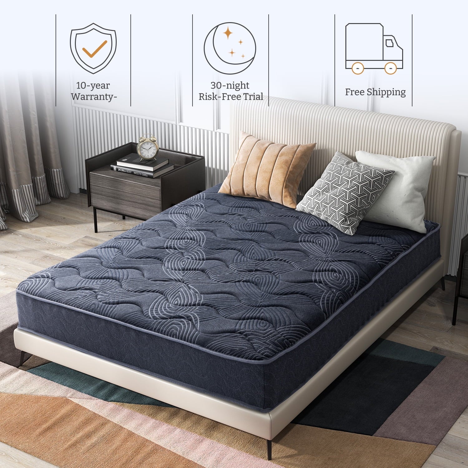 Mattress 9 Inch. Memory Foam Hybrid Mattress in A Box for Pain Relief & Cool Sleep.Made in USA