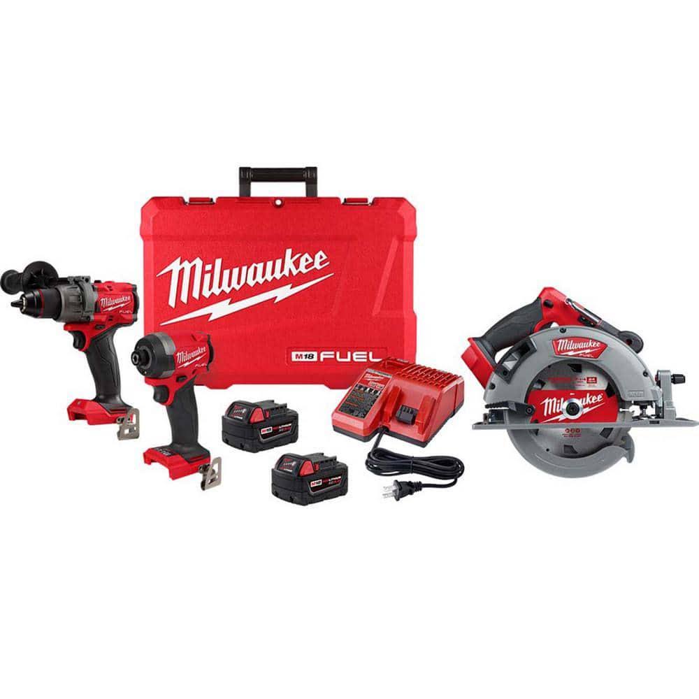 Milwaukee M18 Fuel 18-V Lithium-Ion Brushless Cordless Hammer Drill and Impact Driver Combo Kit (2-Tool) w/7-1/4 in Circular Saw