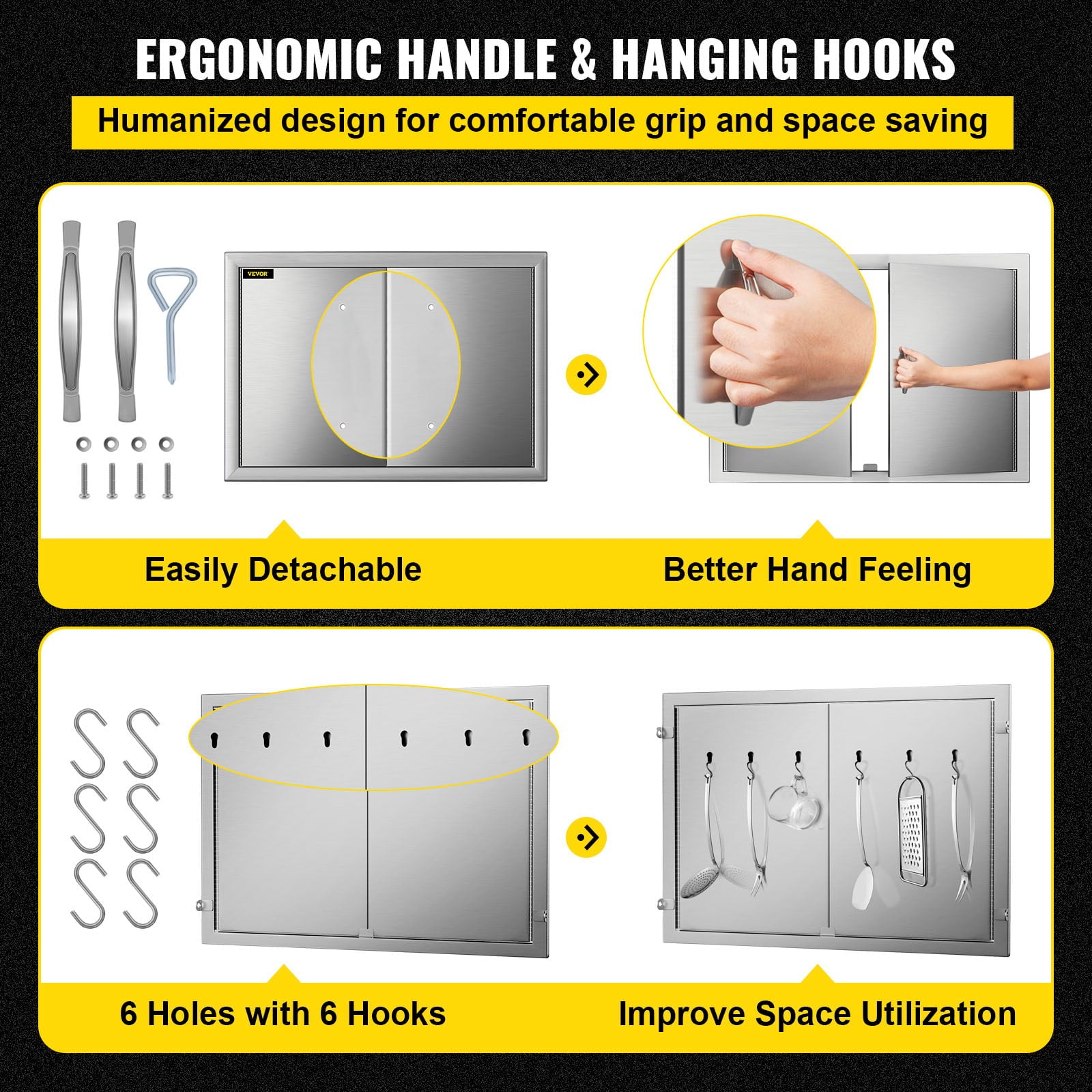 BBQ Access Door 28W X 19H inch. Double BBQ Door Stainless Steel. Outdoor Kitchen Doors for BBQ Island. Grill Station. Outside Cabinet