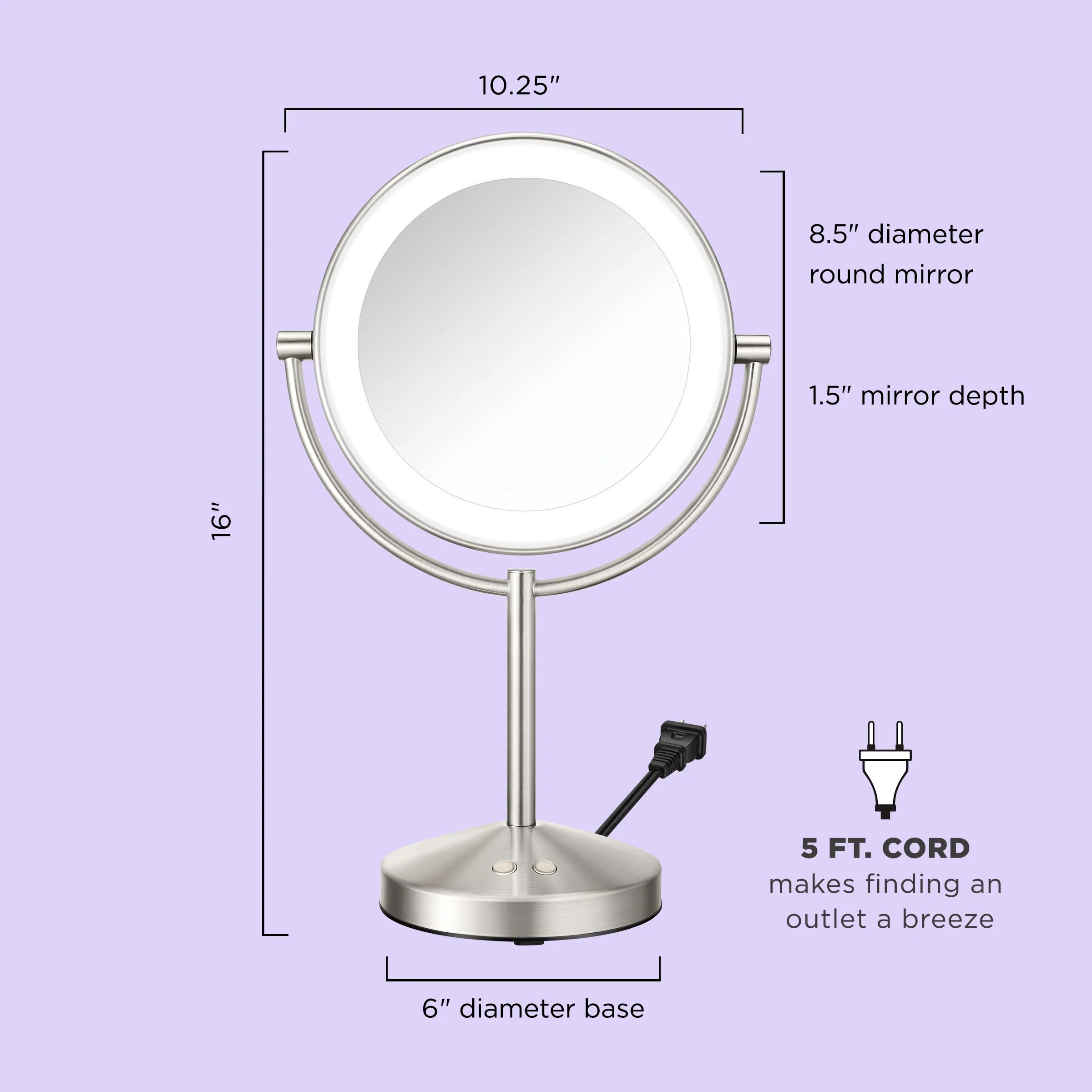 Conair Lighted Makeup Mirror. 1X/10x Magnifying Mirror