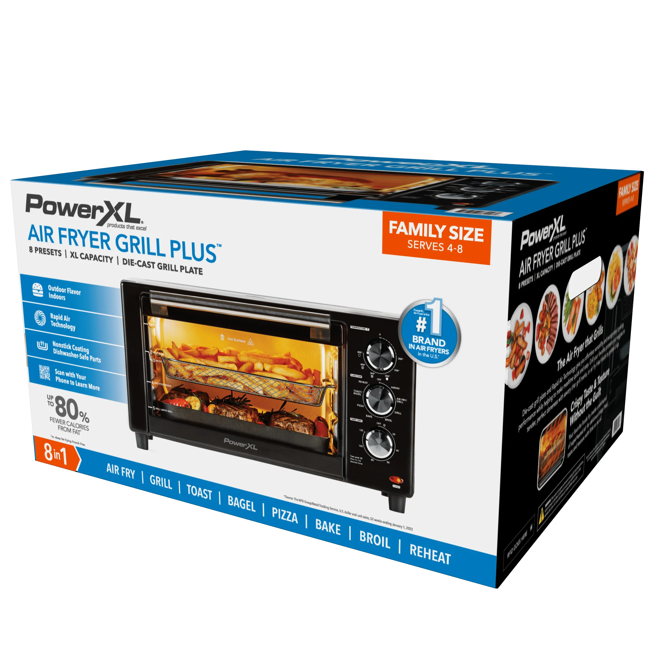 PowerXL Air Fryer Grill Plus. Toaster Oven. Black. 1500 Watts - MadeInUSA
