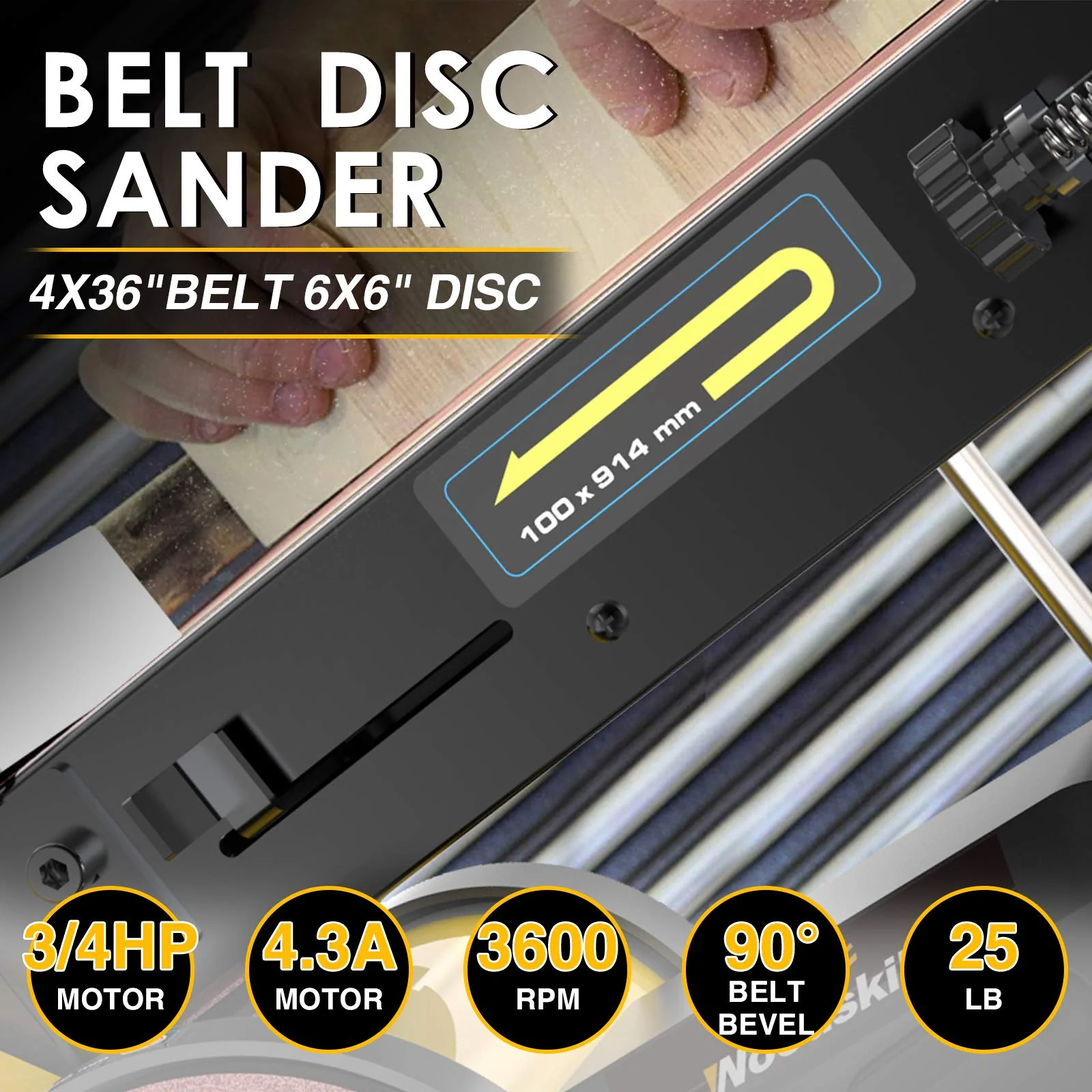 Woodskil 4.3A Belt Sander. 4 x 36 in. Belt & 6 in. Disc Sander